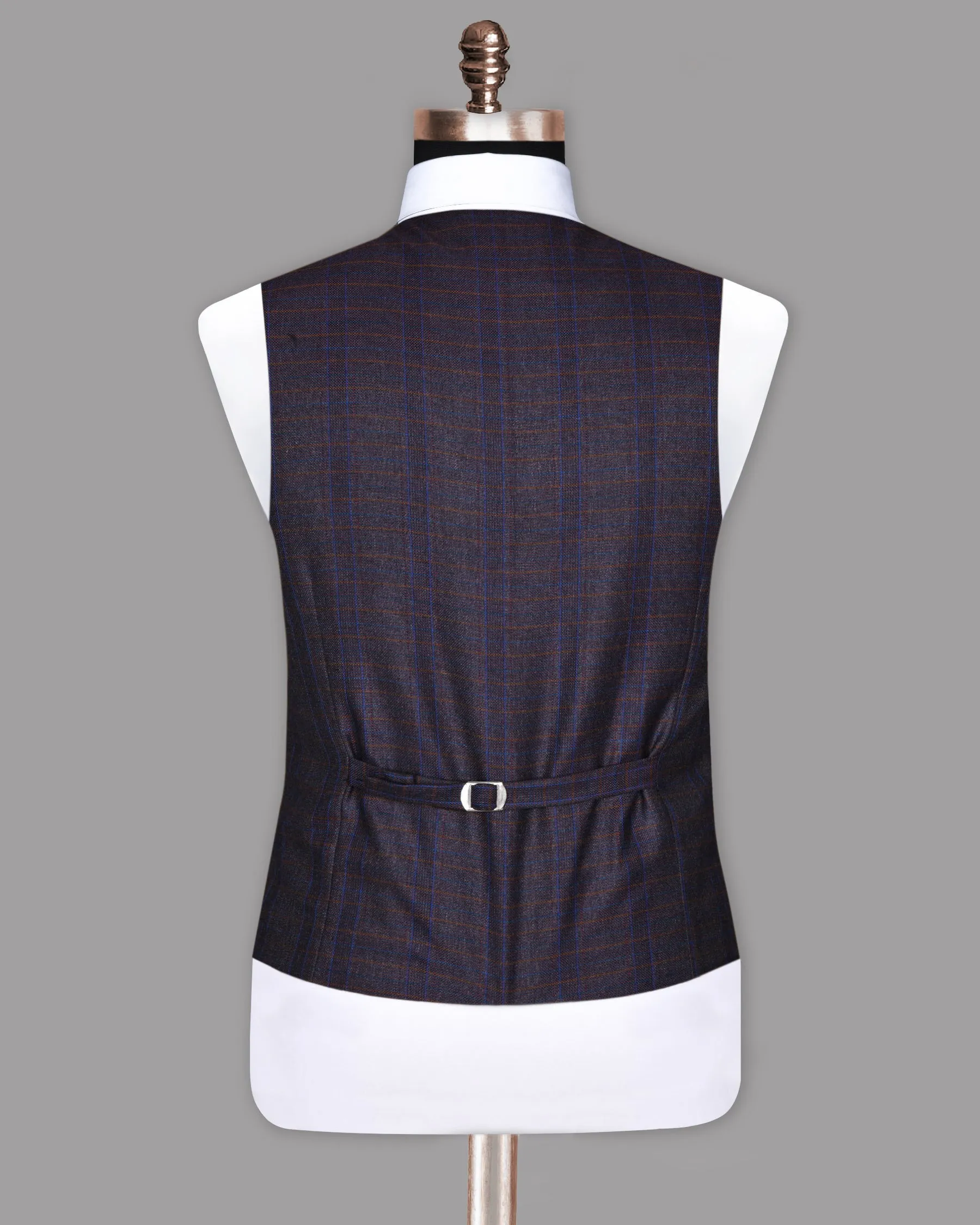 Rosewood Plaid Wool Blend Tweed Waistcoat sold by French Crown product image thumbnail 5