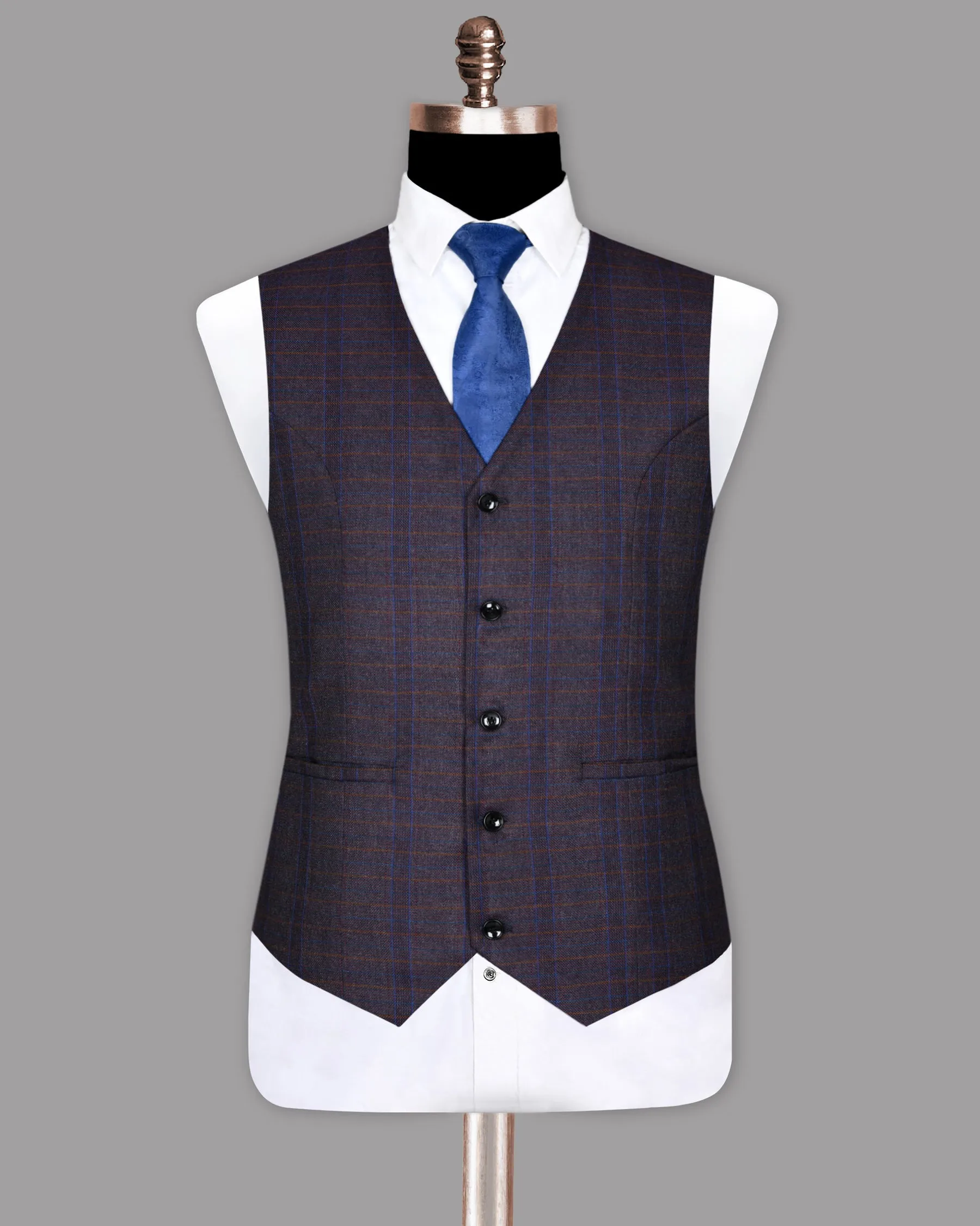 Rosewood Plaid Wool Blend Tweed Waistcoat sold by French Crown product image thumbnail 2