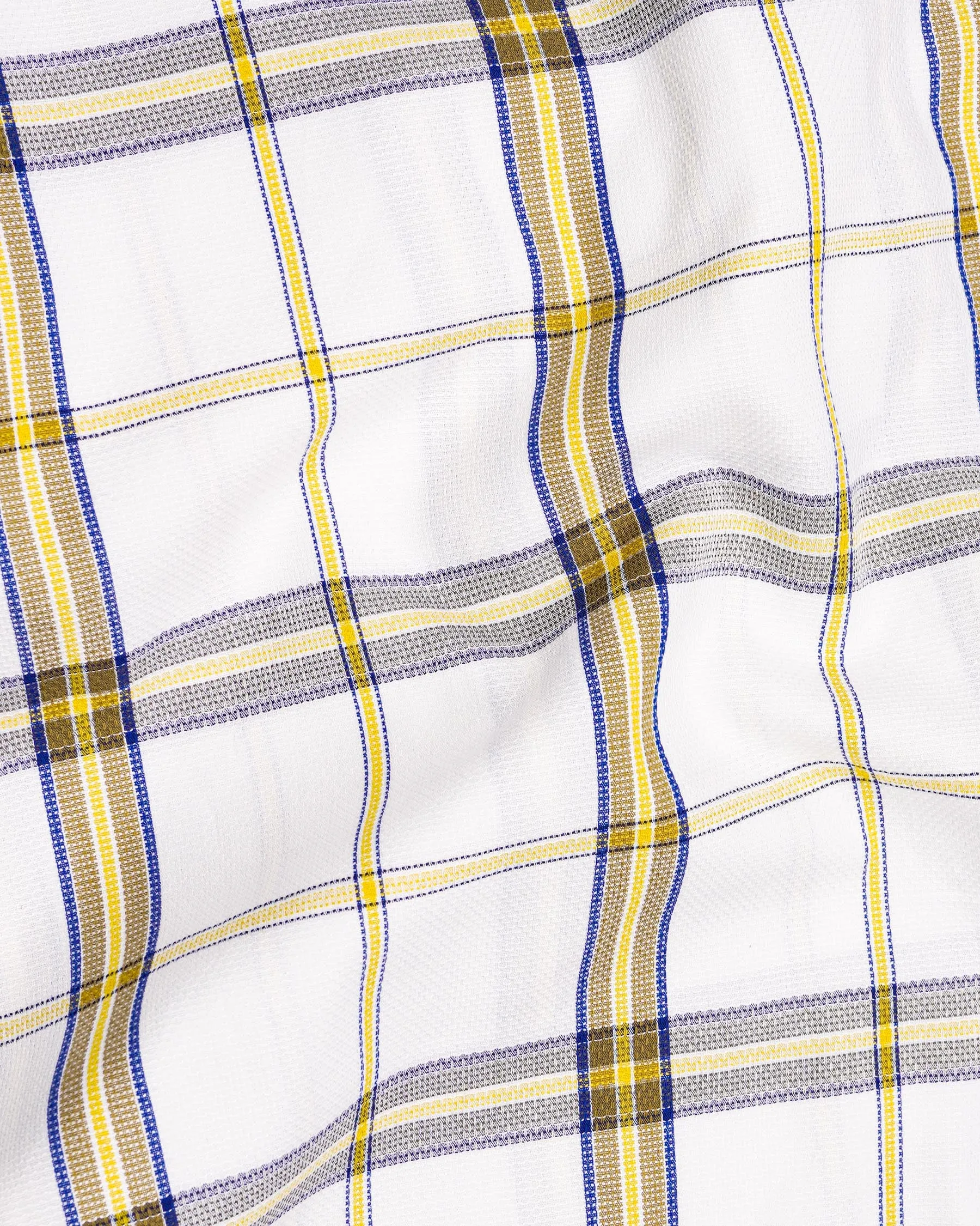 off White Plaid Dobby Textured Premium Giza Cotton Shirt sold by French Crown product image thumbnail 2