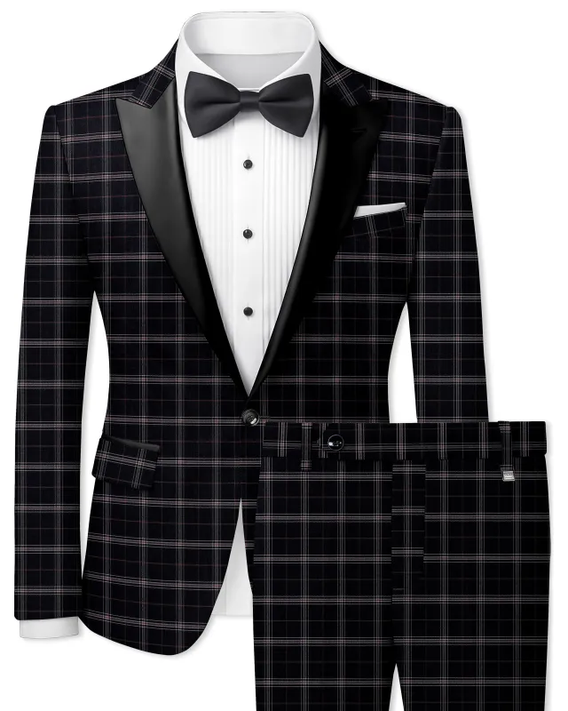 Mind Shaft Black Plaid Woolrich Tuxedo Suit sold by French Crown