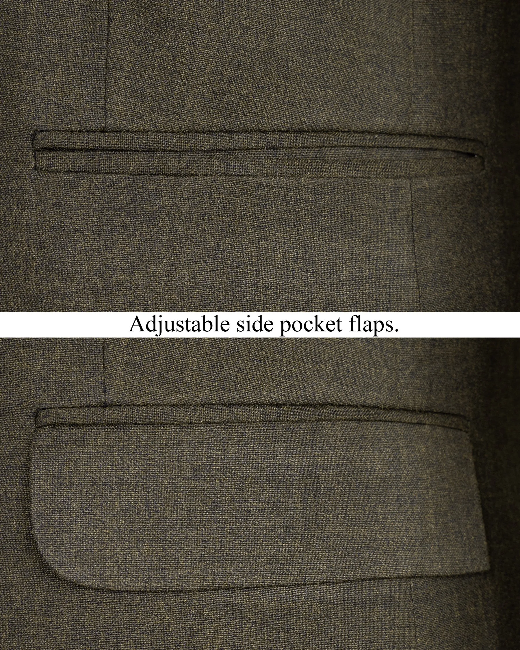 Merlin Green Cross Placket Bandhgala Wool Rich Blazer sold by French Crown product image thumbnail 5