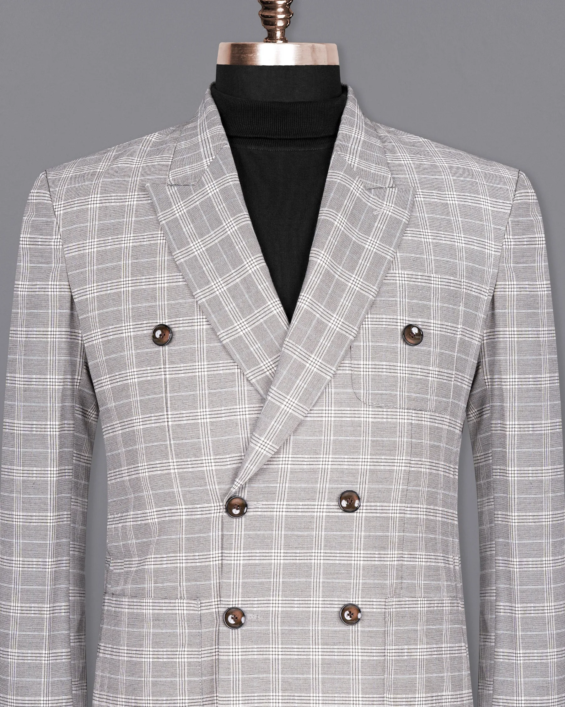 Mercury Grey Plaid Woolrich Double-Breasted Blazer sold by French Crown product image thumbnail 2