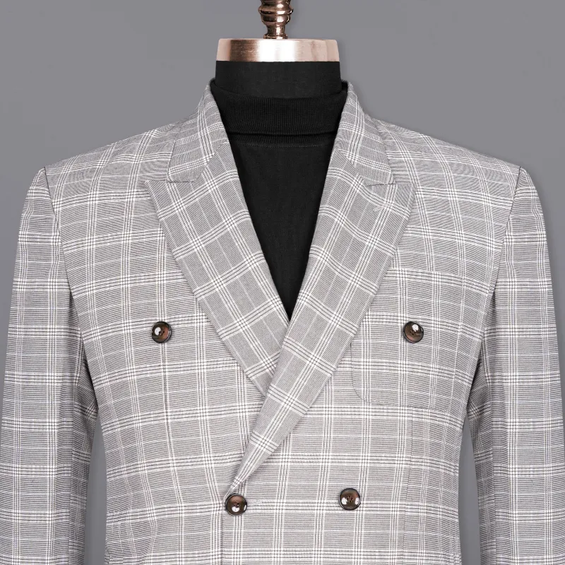 Mercury Grey Plaid Woolrich Double-Breasted Blazer sold by French Crown