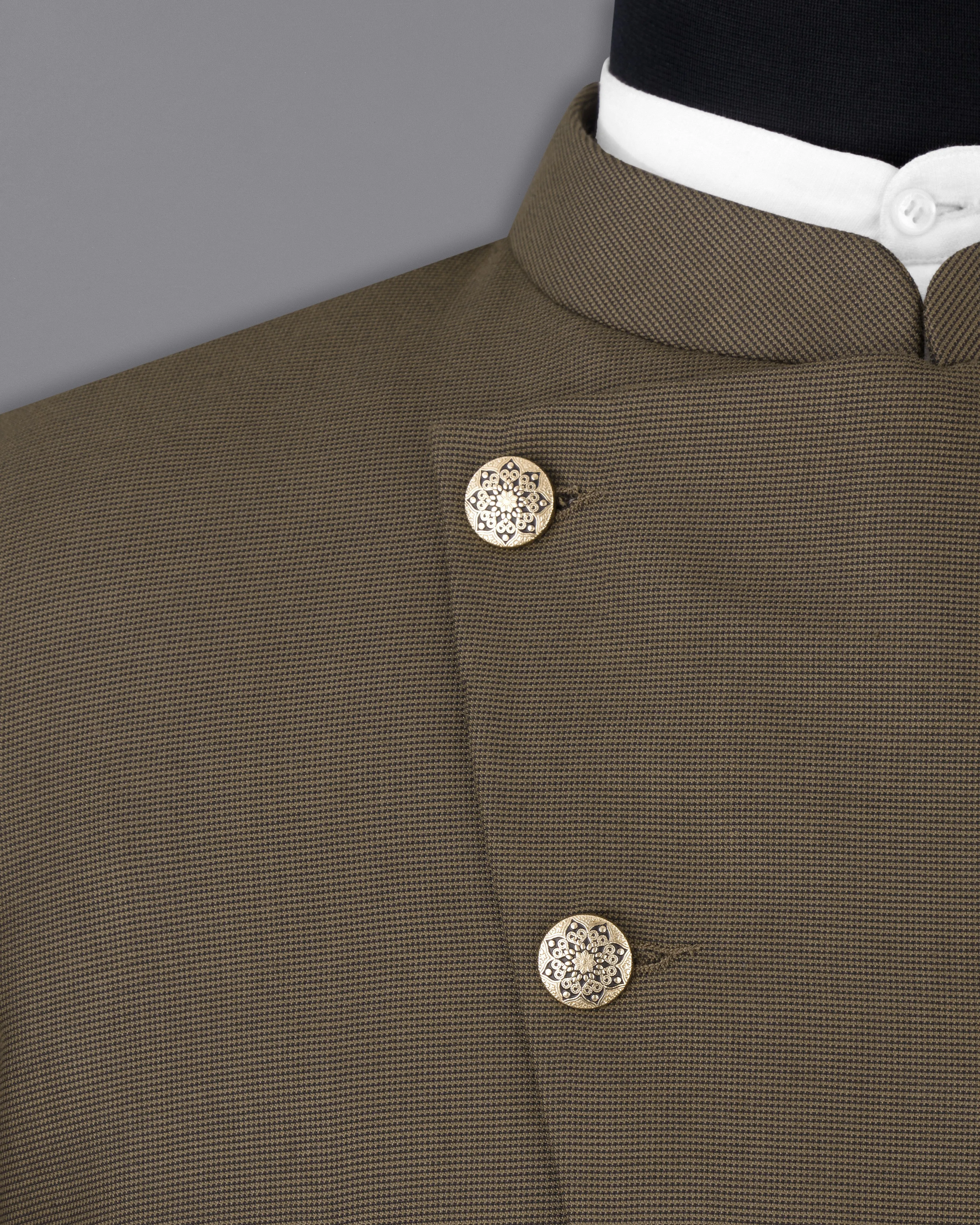 Fuscous Brown Cross Placket Bandhgala Blazer sold by French Crown product image thumbnail 4