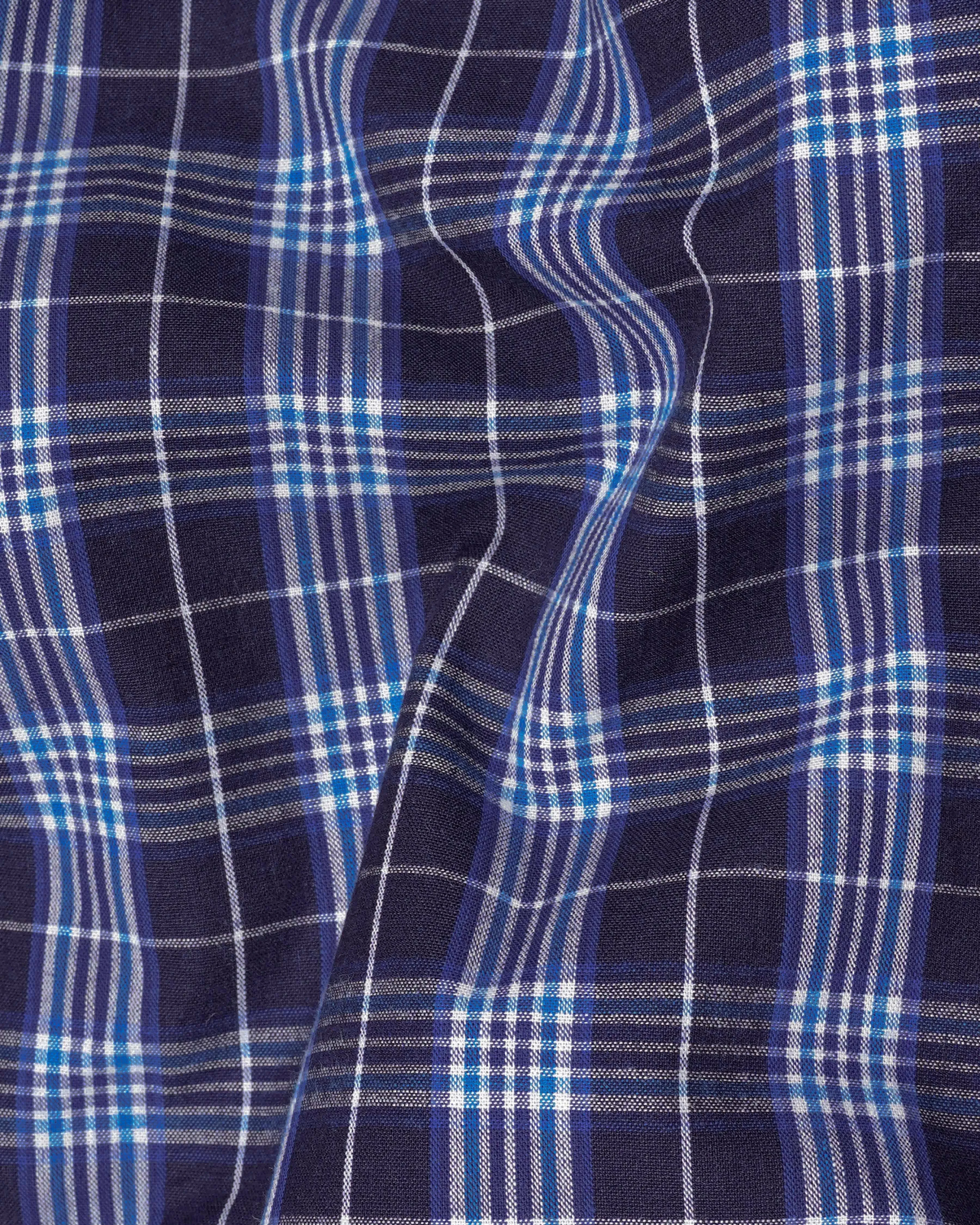 Ebony Clay Blue and Twilight Blue Windowpane Premium Cotton Shirt sold by French Crown product image thumbnail 2