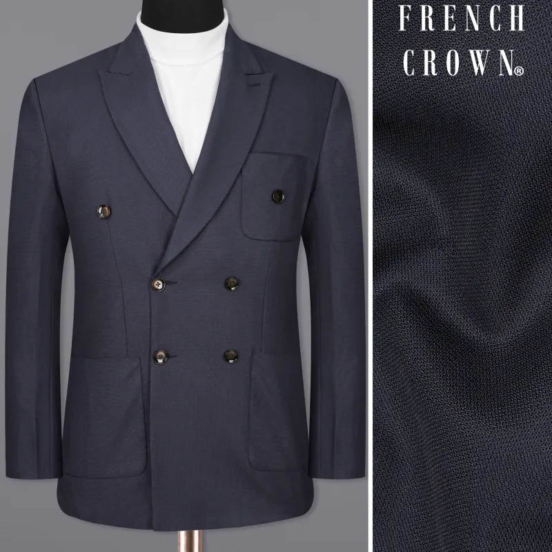 Bleached Cedar Blue Double Breasted Sports Blazer sold by French Crown