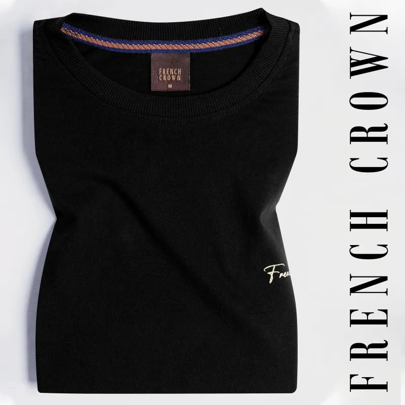 Jade Black Premium Cotton T-Shirt made by French Crown