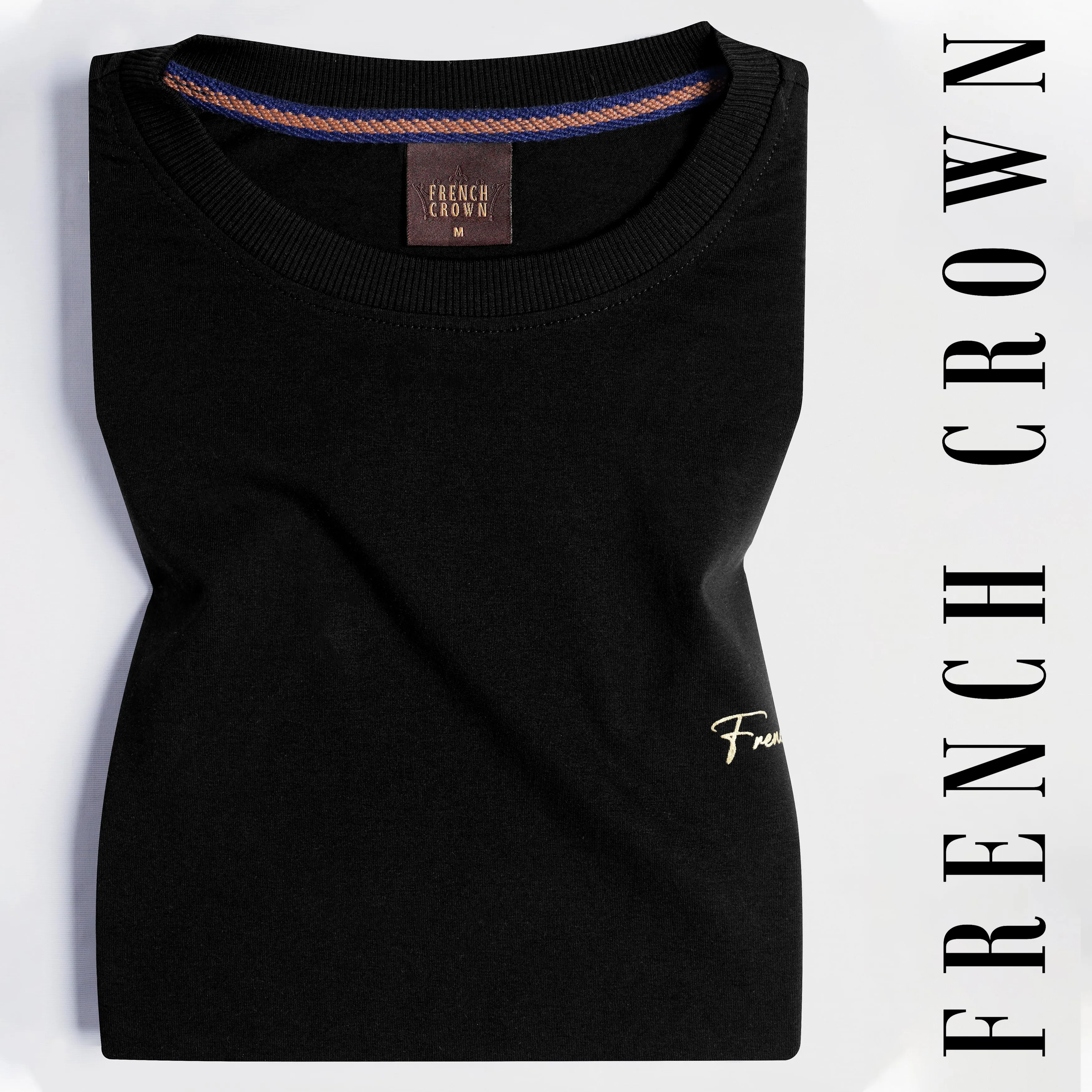 Jade Black Premium Cotton T-Shirt sold by French Crown