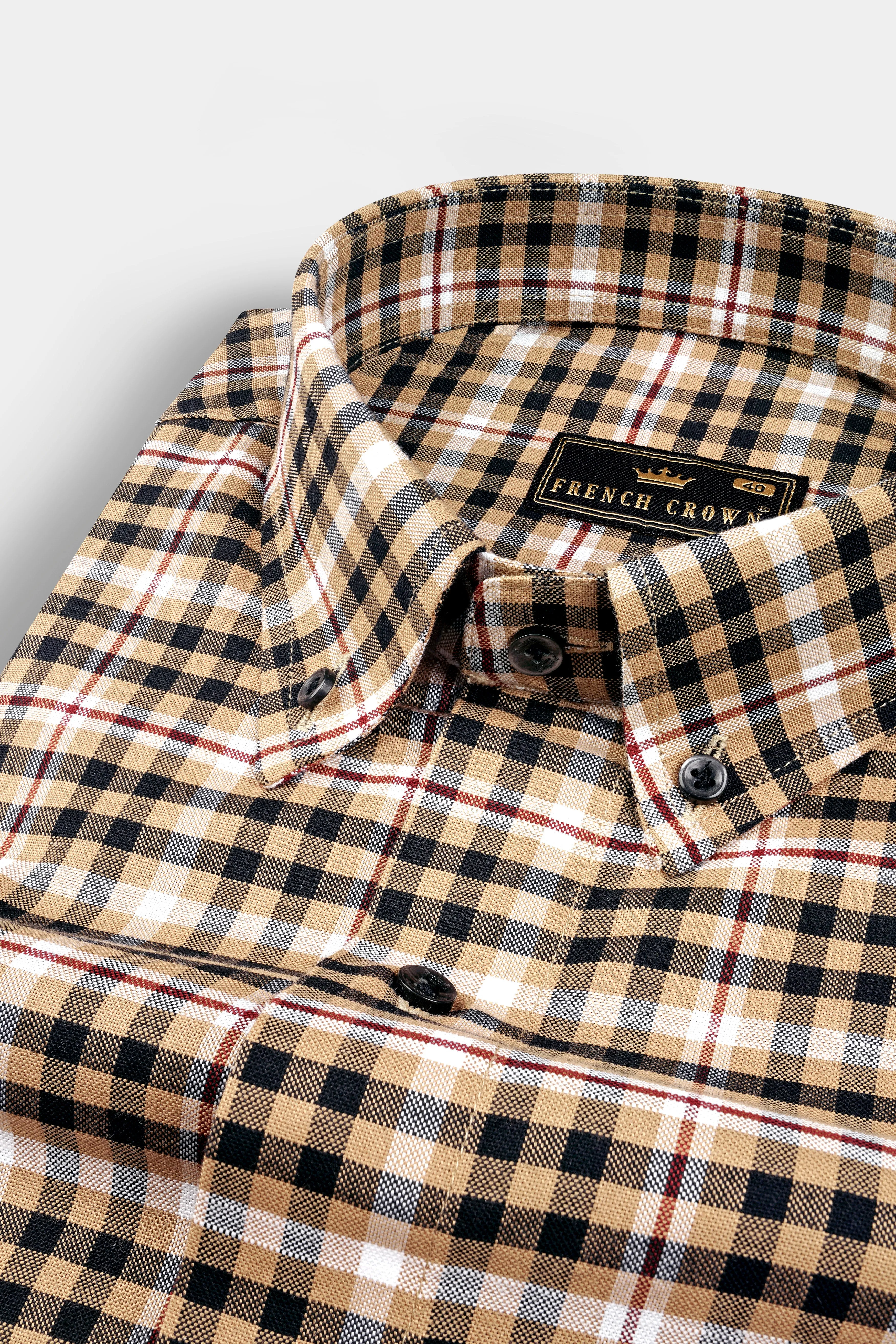 Nero Black with Cape Honey Windowpane Royal Oxford Shirt sold by French Crown