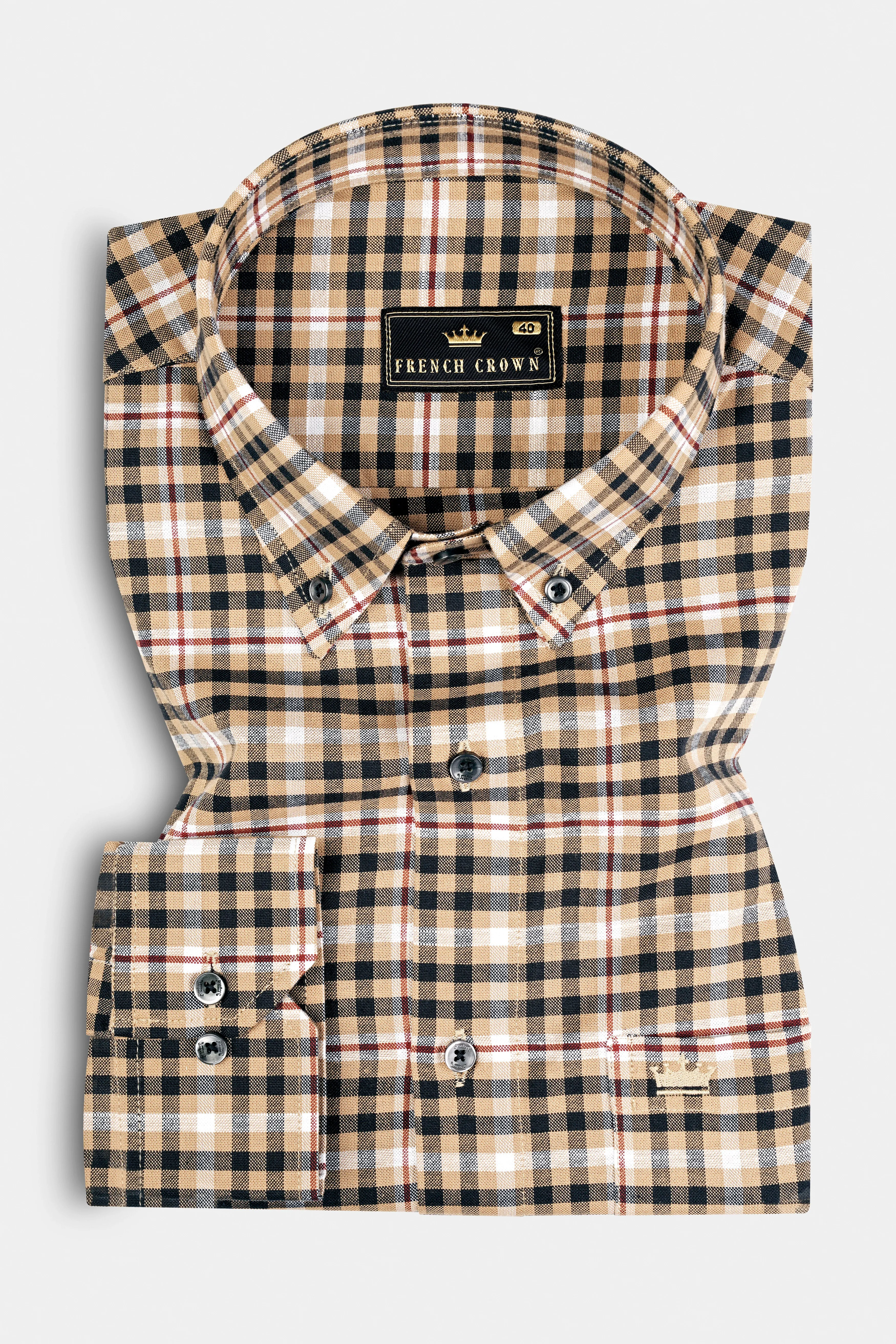 Nero Black with Cape Honey Windowpane Royal Oxford Shirt sold by French Crown product image thumbnail 3