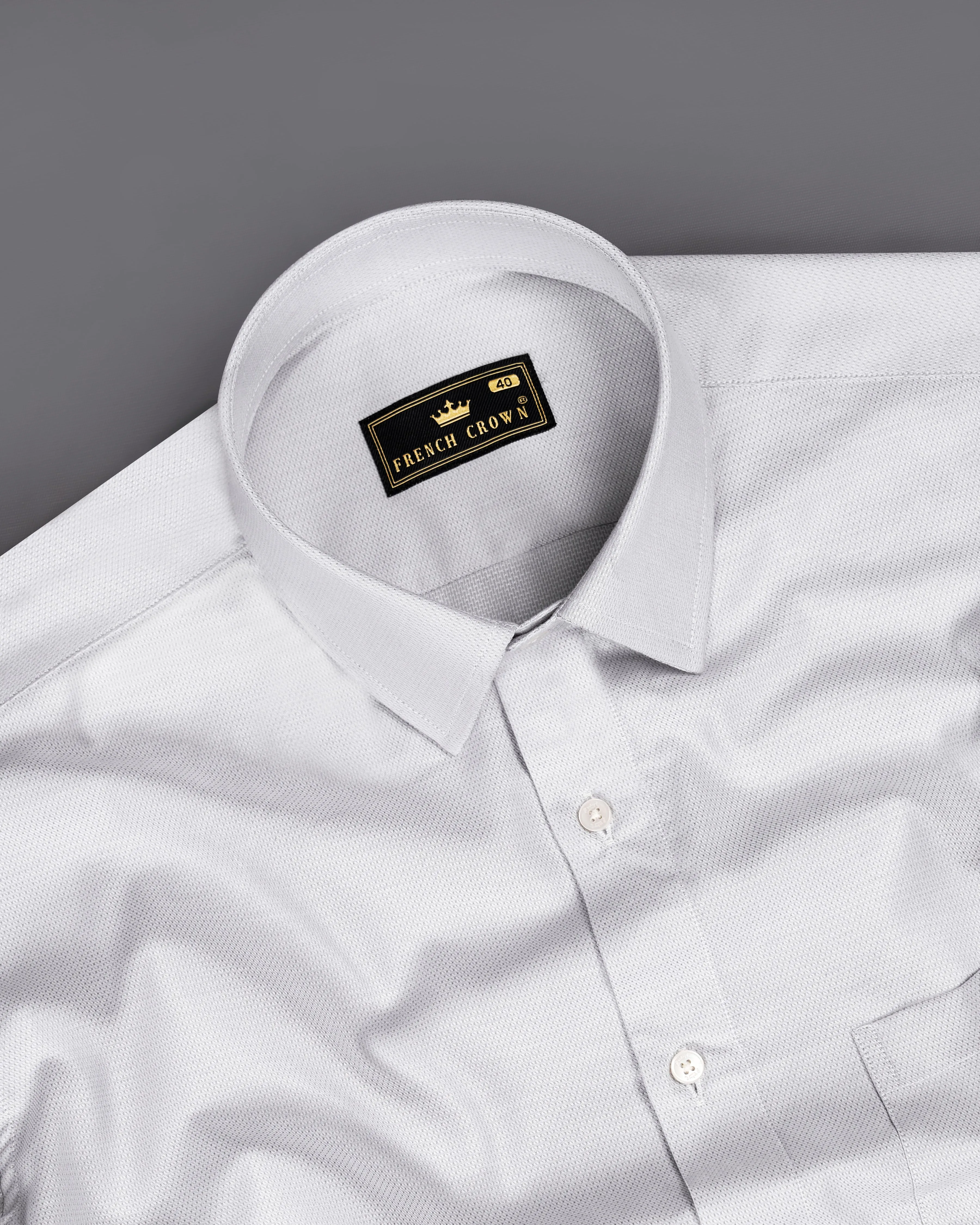 Languid Gray Dobby Textured Premium Giza Cotton Shirt sold by French Crown product image thumbnail 4