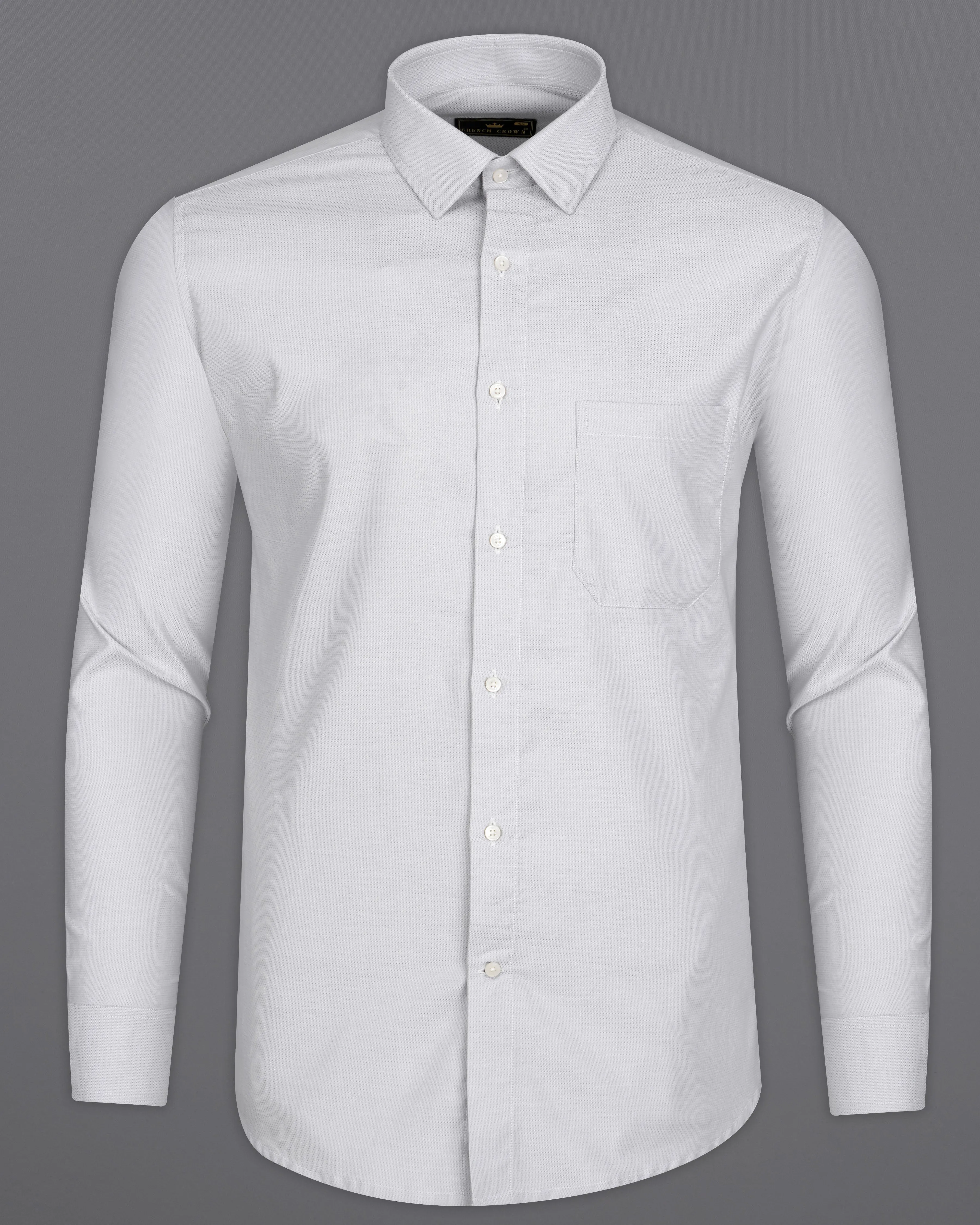 Languid Gray Dobby Textured Premium Giza Cotton Shirt sold by French Crown product image thumbnail 5