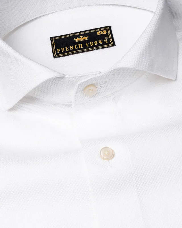 Bright White Dobby Textured Premium Giza Cotton Shirt sold by French Crown
