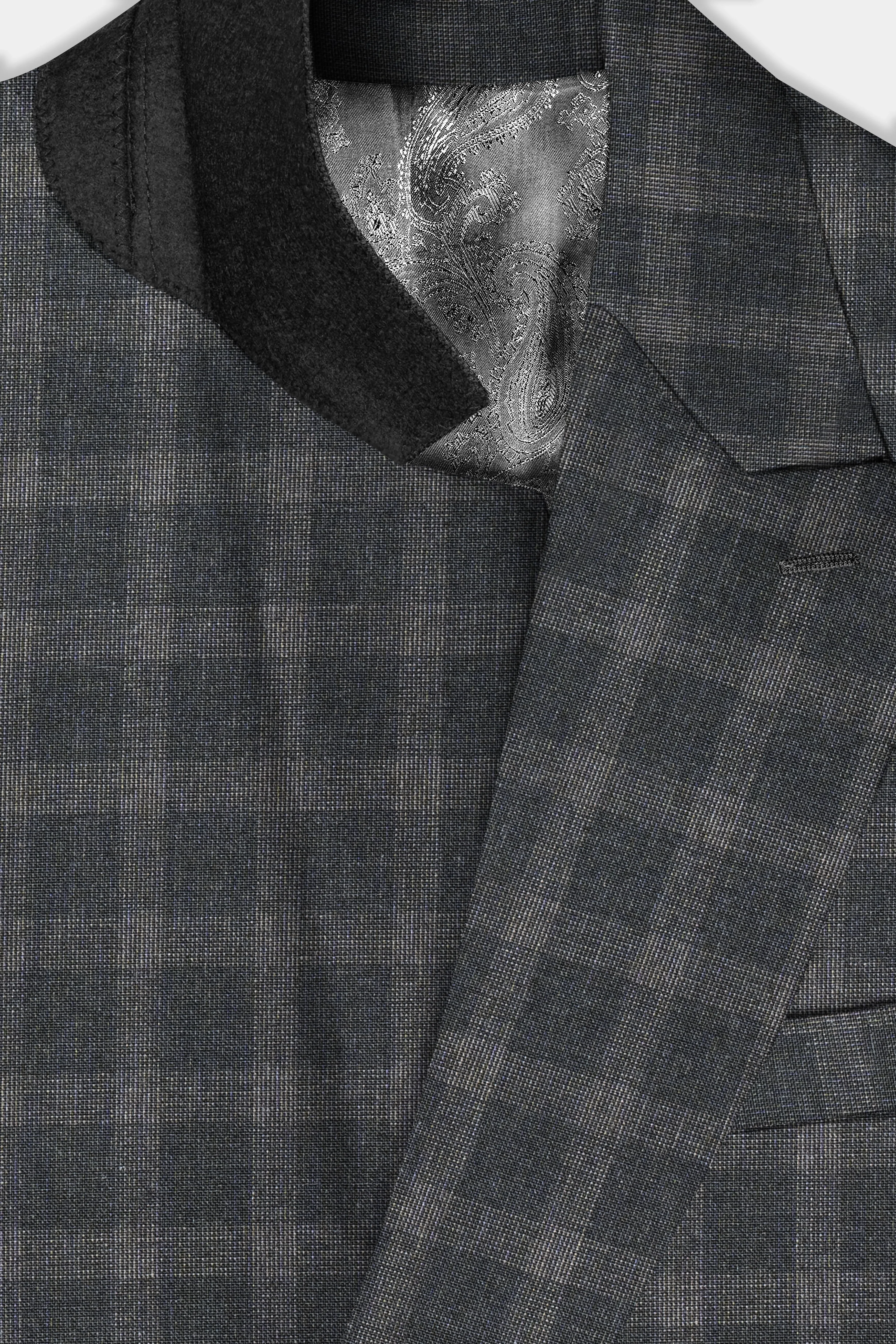 Gravel Gray Checkered Wool Blend Double Breasted Suit sold by French Crown product image thumbnail 4