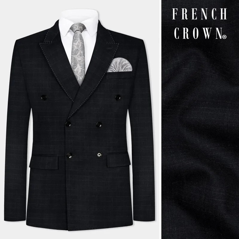 Racing Gray Plaid Wool Blend Double Breasted Blazer sold by French Crown