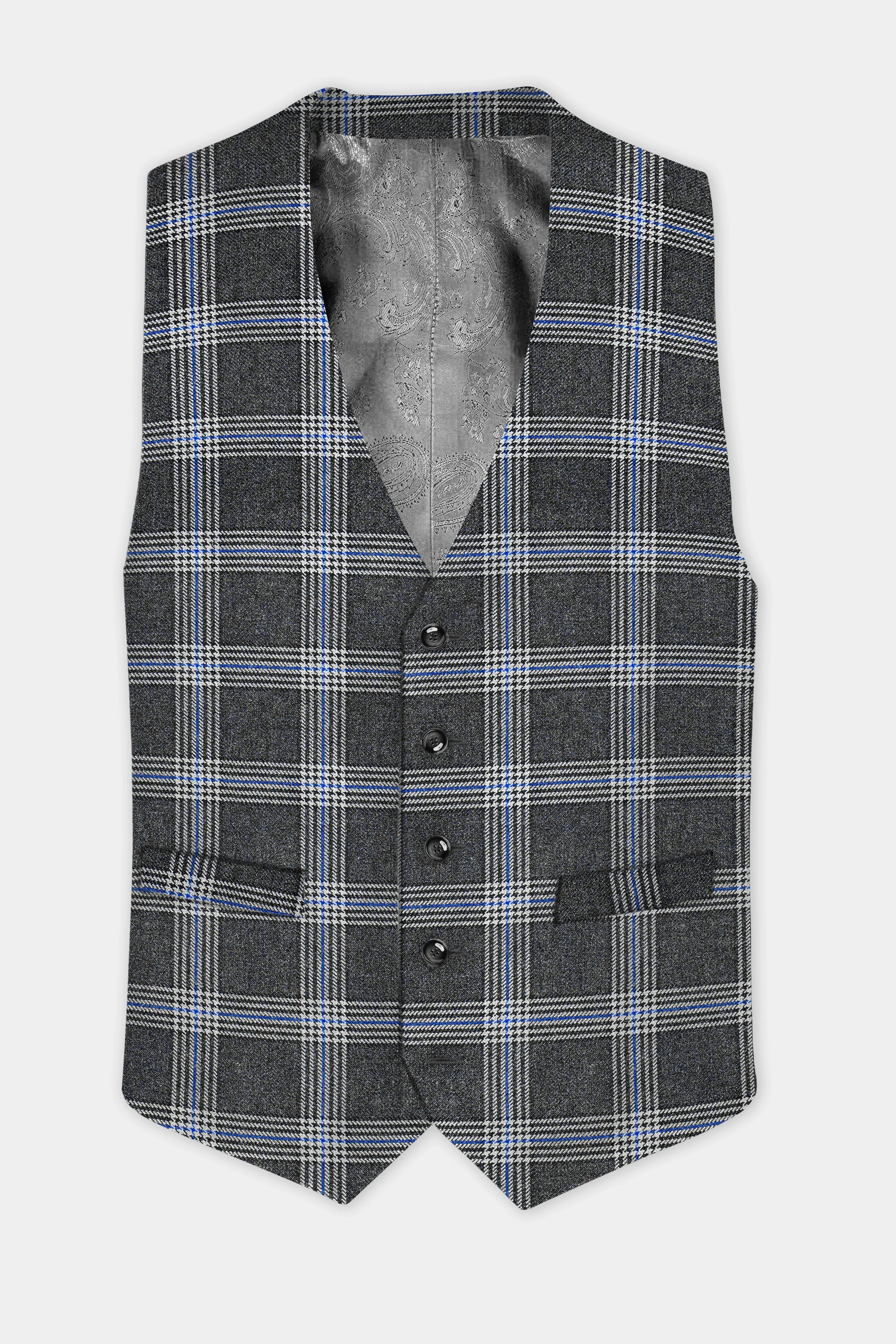 Iridium Gray Plaid Tweed Waistcoat sold by French Crown product image thumbnail 2