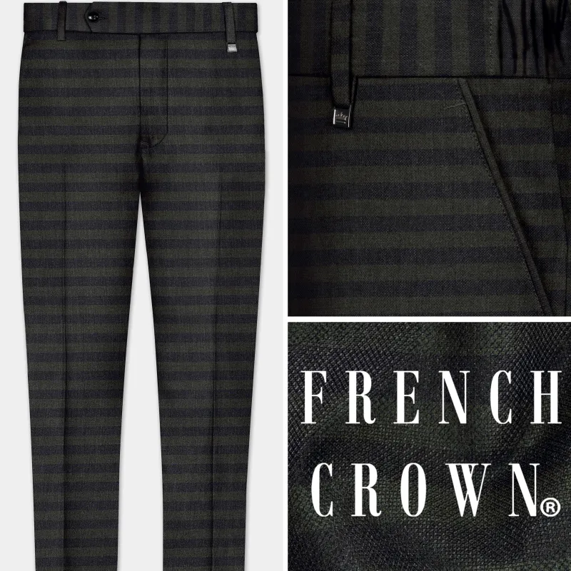 Heavy Green with Black Striped Wool Blend Pant sold by French Crown