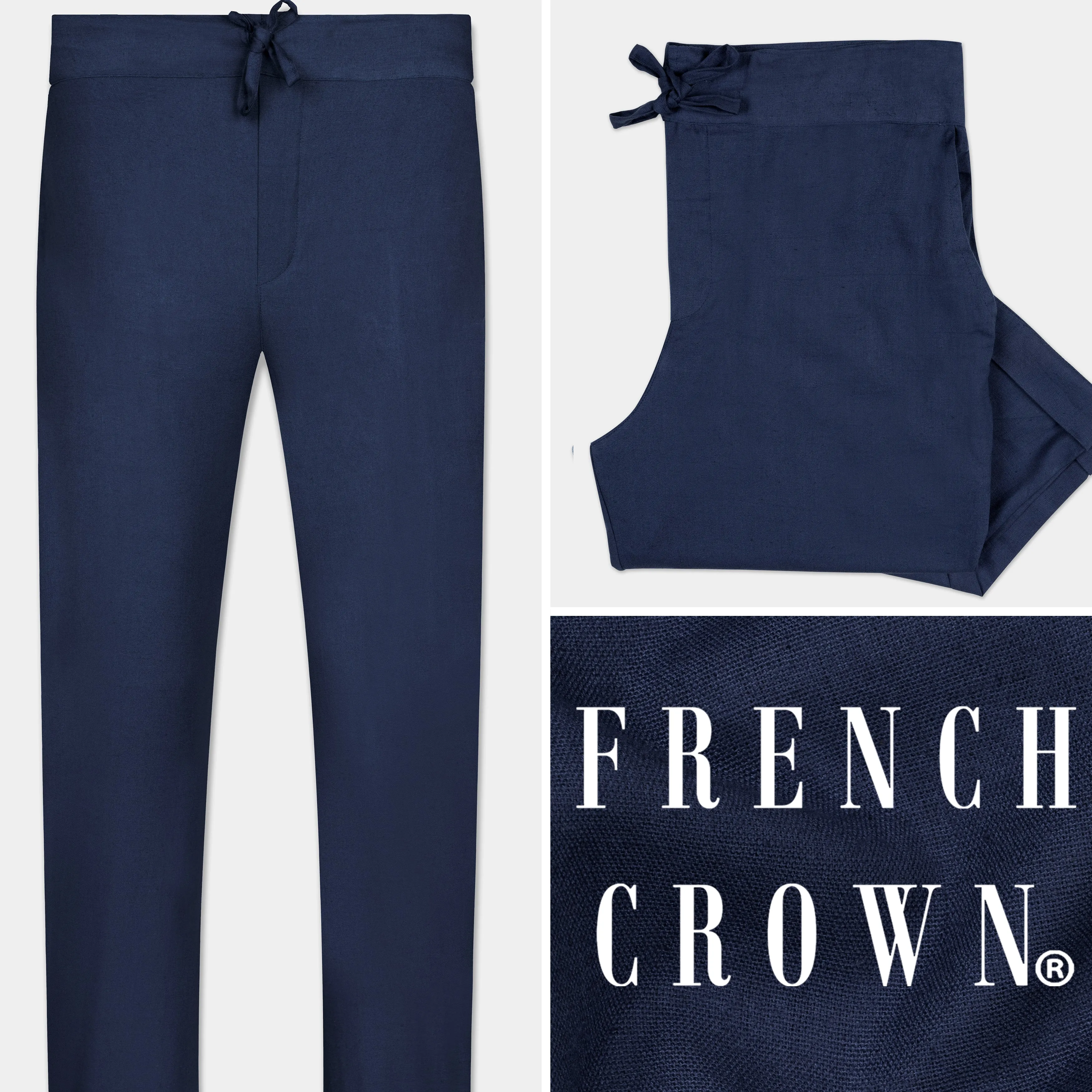 Tealish Blue Luxurious Linen Lounge Pant sold by French Crown