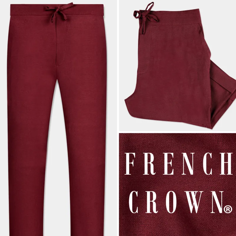 Espresso Red Luxurious Linen Lounge Pant sold by French Crown