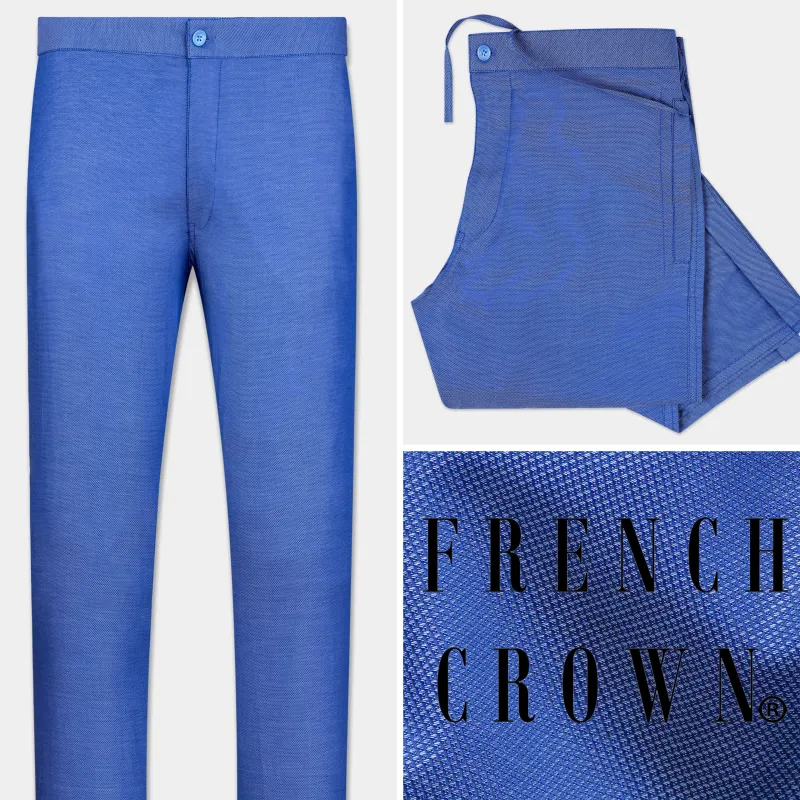 Cerulean Blue Dobby Textured Premium Cotton Lounge Pant sold by French Crown