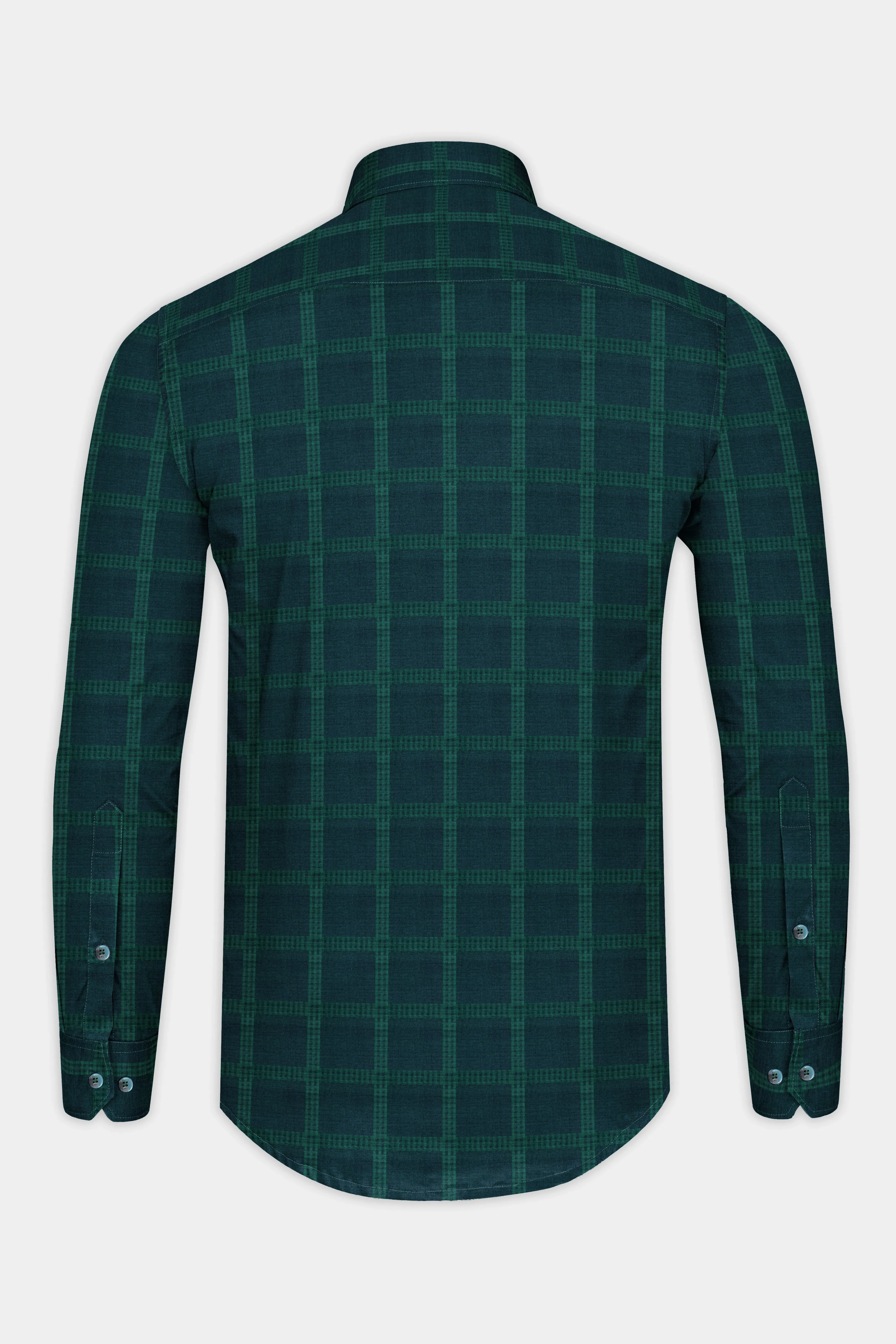 Daintree Green Windowpane Jacquard Textured Premium Giza Cotton Shirt sold by French Crown product image thumbnail 5