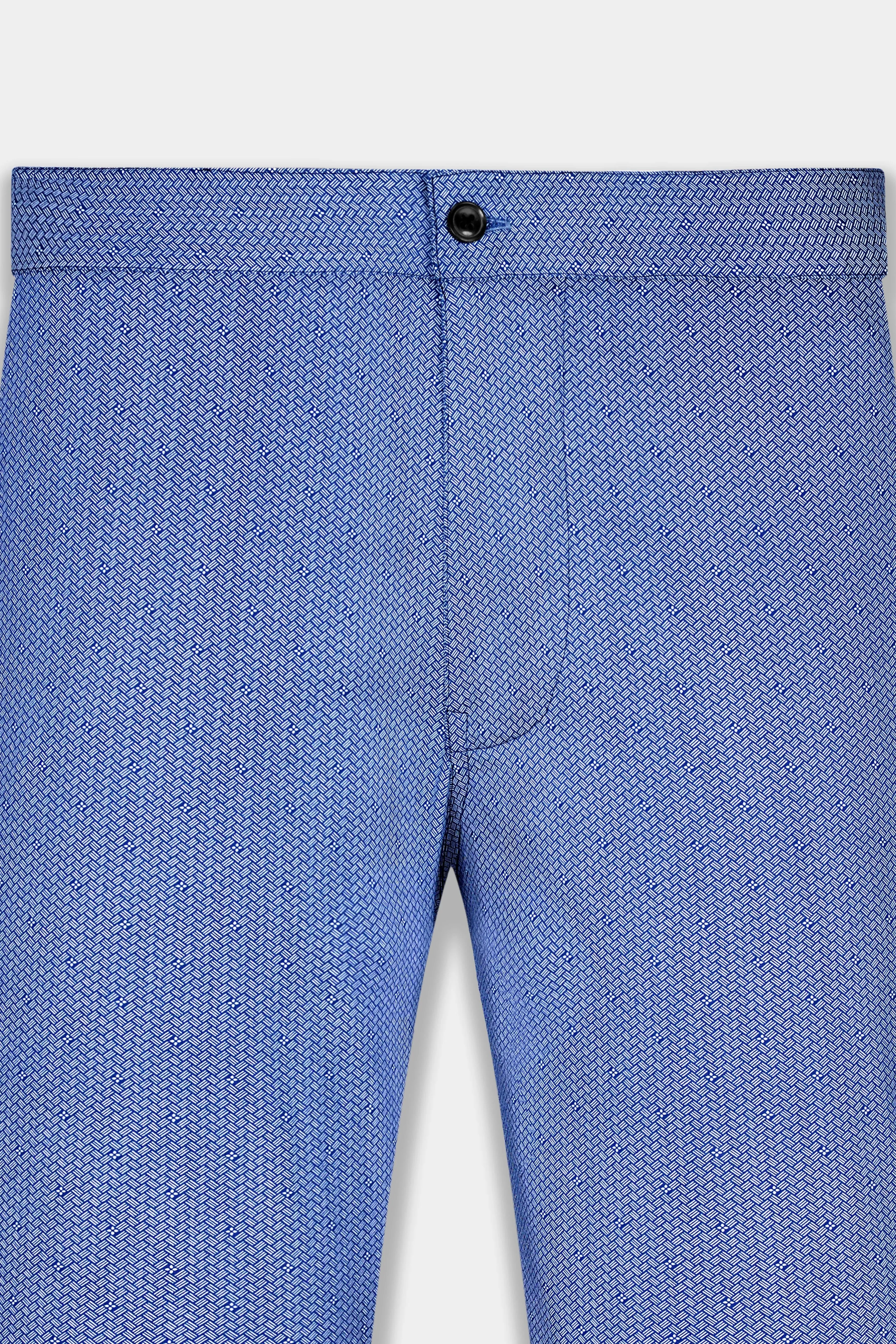 Tropaz Blue Textured Poplin Giza Cotton Lounge Pant sold by French Crown product image thumbnail 5