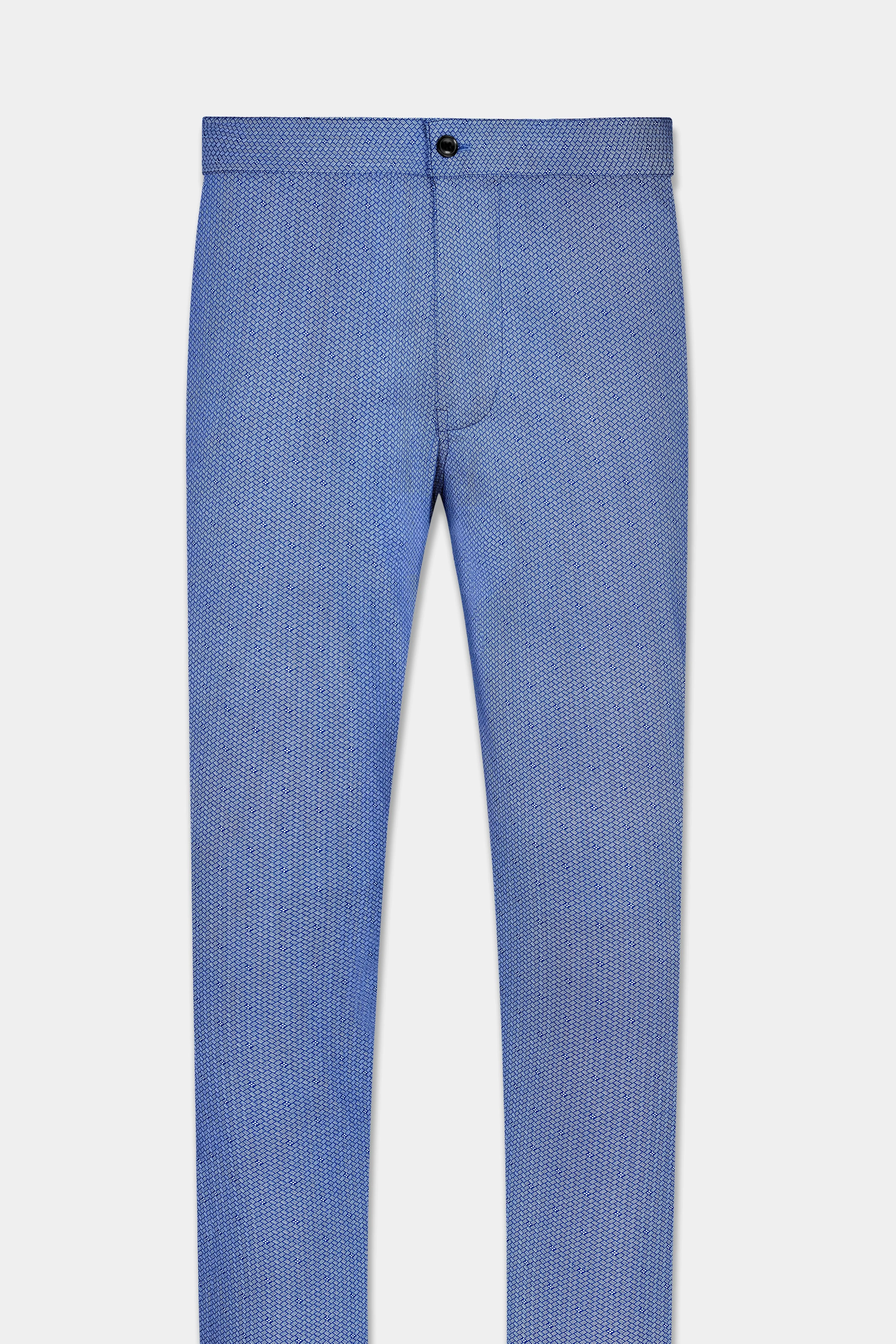 Tropaz Blue Textured Poplin Giza Cotton Lounge Pant sold by French Crown product image thumbnail 2