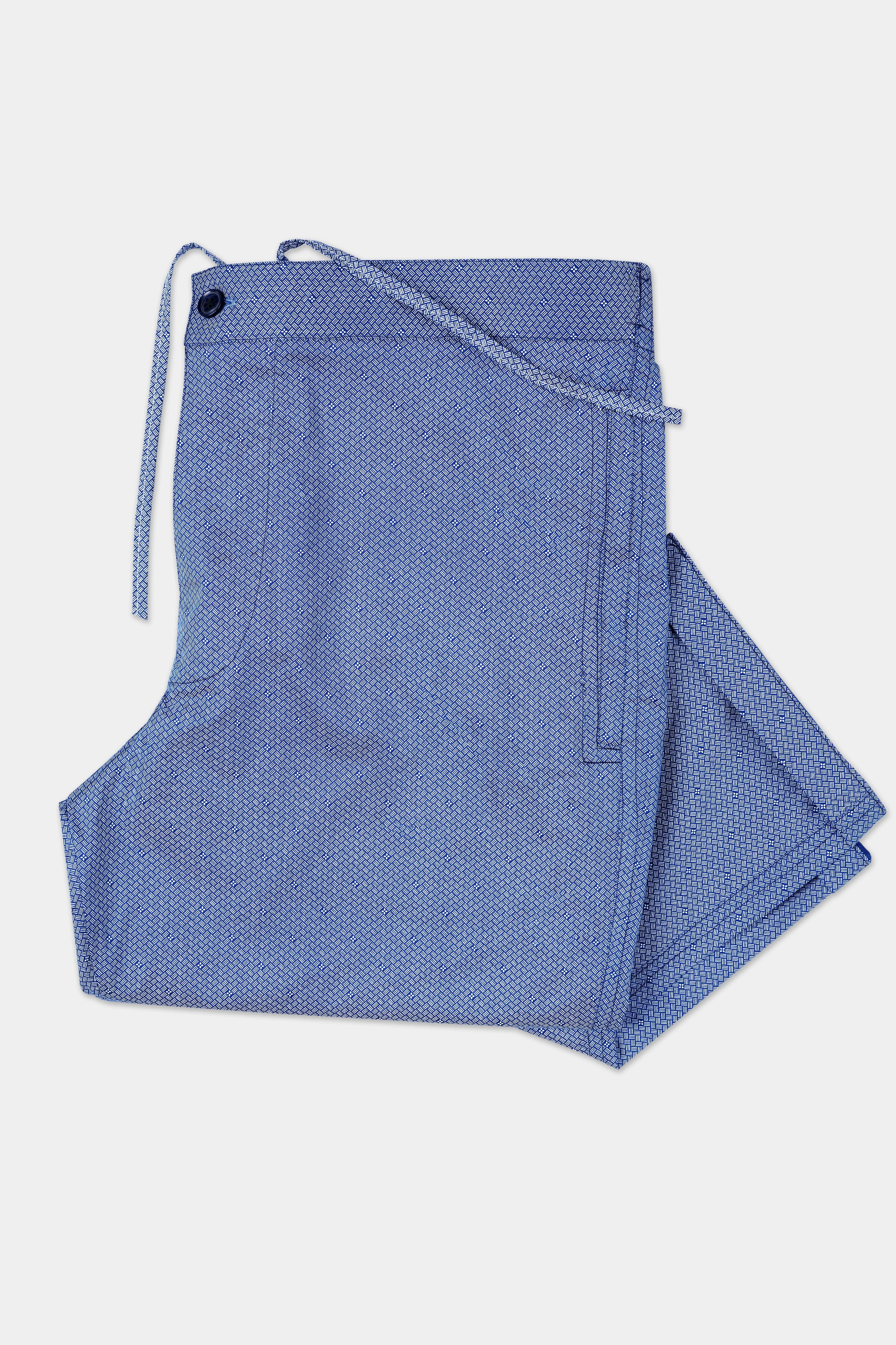 Tropaz Blue Textured Poplin Giza Cotton Lounge Pant sold by French Crown product image thumbnail 4