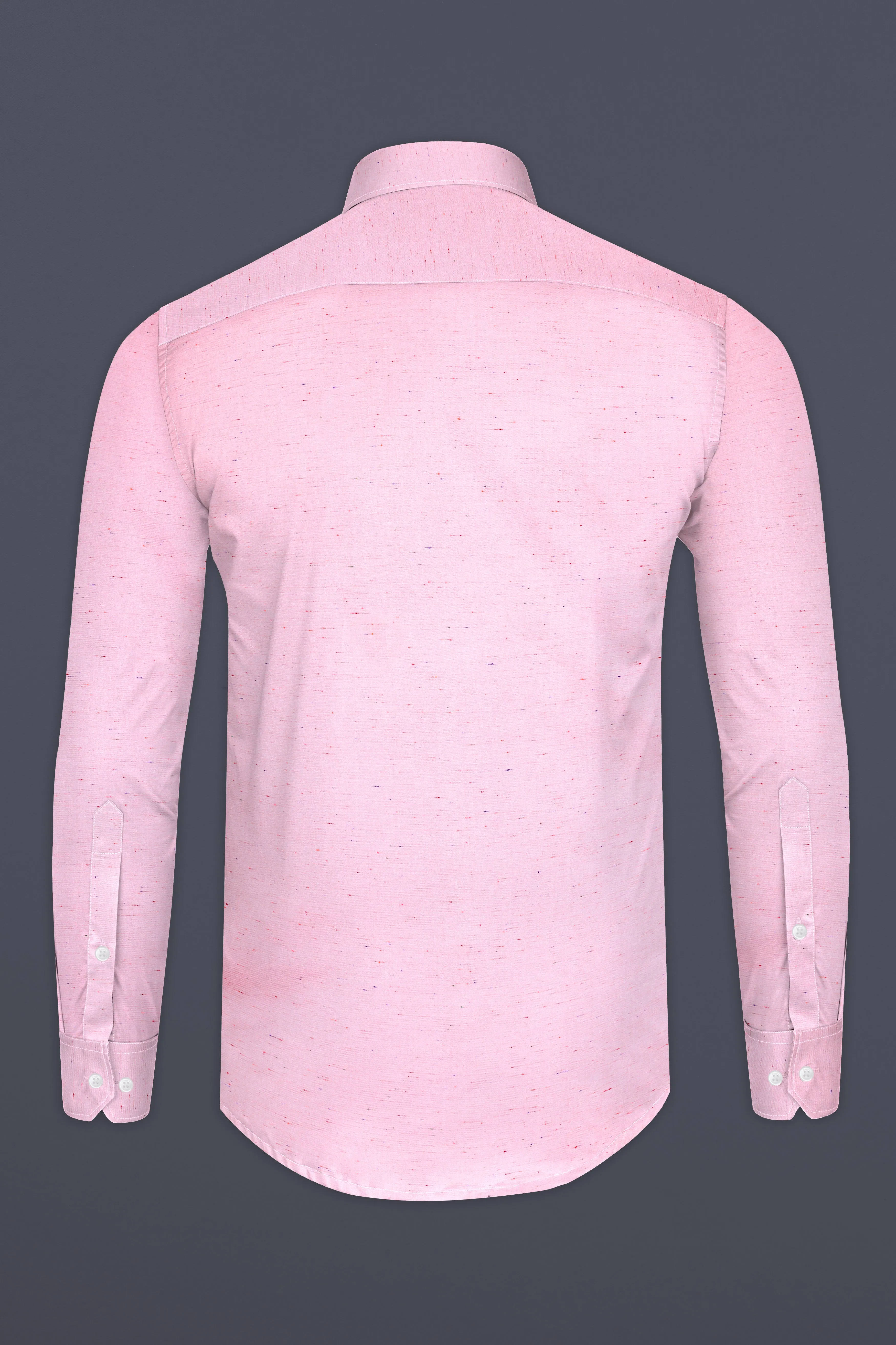 Cherub Pink Textured Chambray Premium Giza Cotton Shirt sold by French Crown product image thumbnail 5
