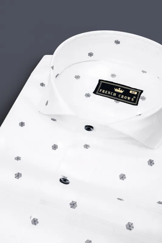 Bright White Print Subtle Sheen Super Soft Premium Cotton Shirt sold by French Crown