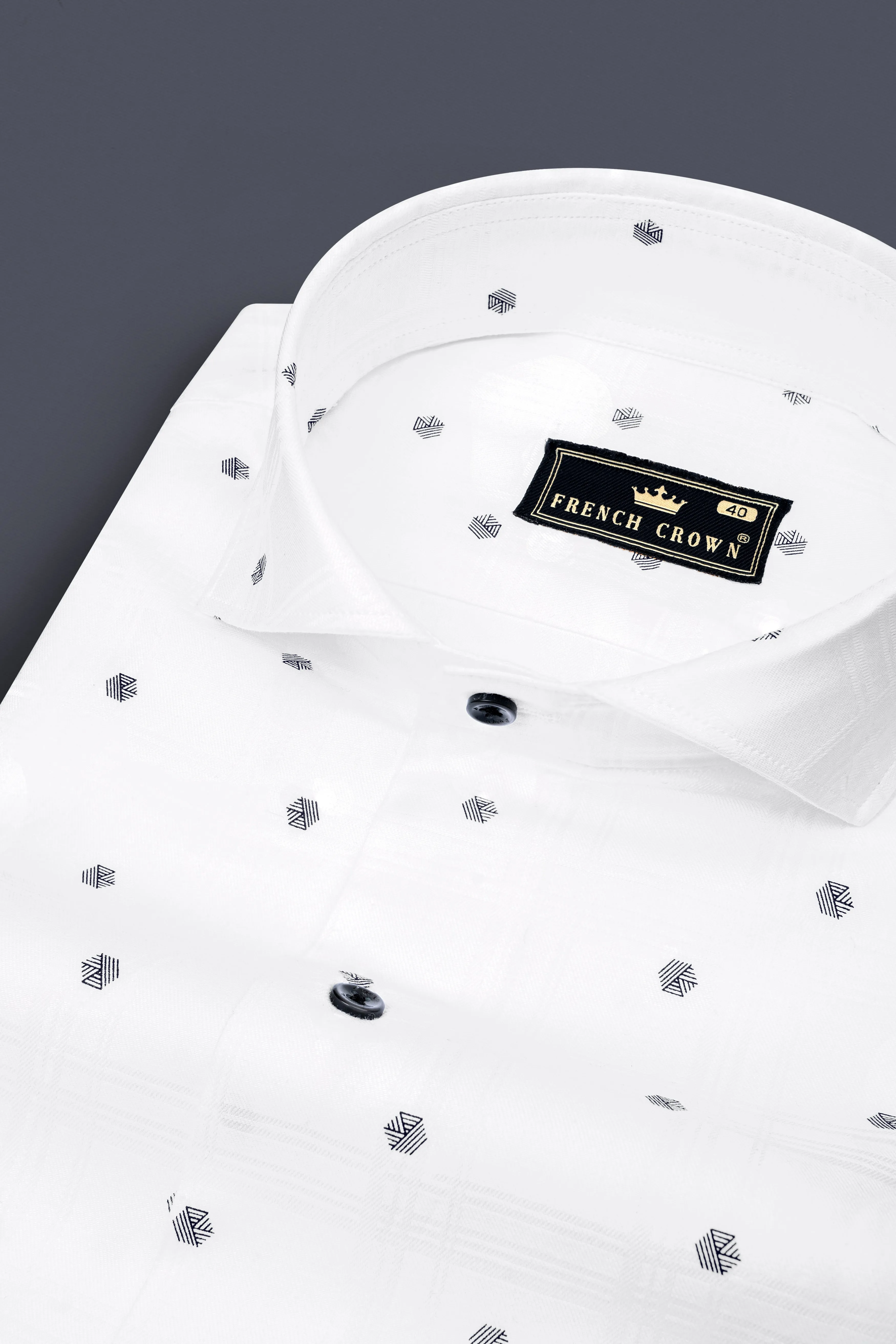Bright White Print Subtle Sheen Super Soft Premium Cotton Shirt sold by French Crown