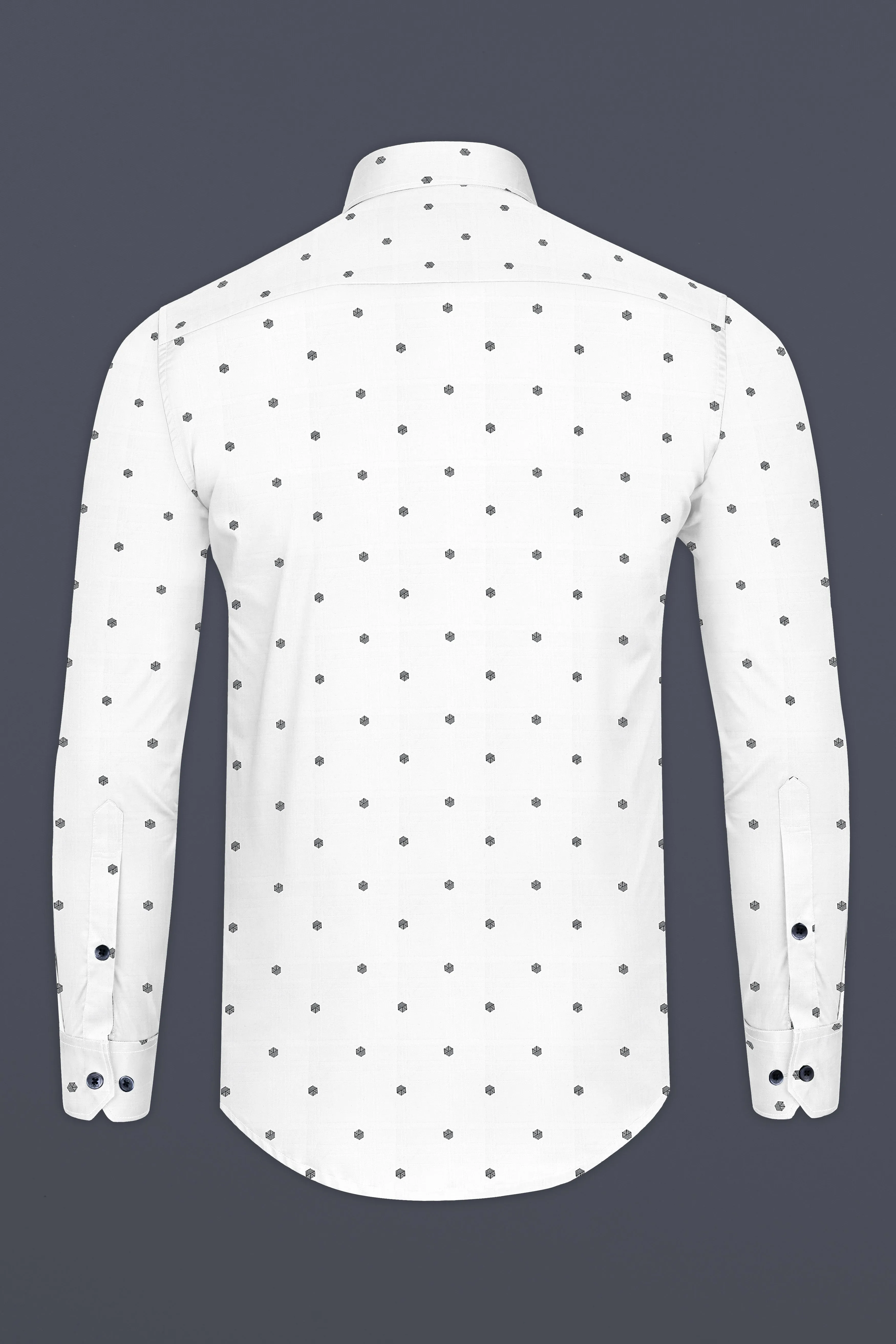 Bright White Print Subtle Sheen Super Soft Premium Cotton Shirt sold by French Crown product image thumbnail 5