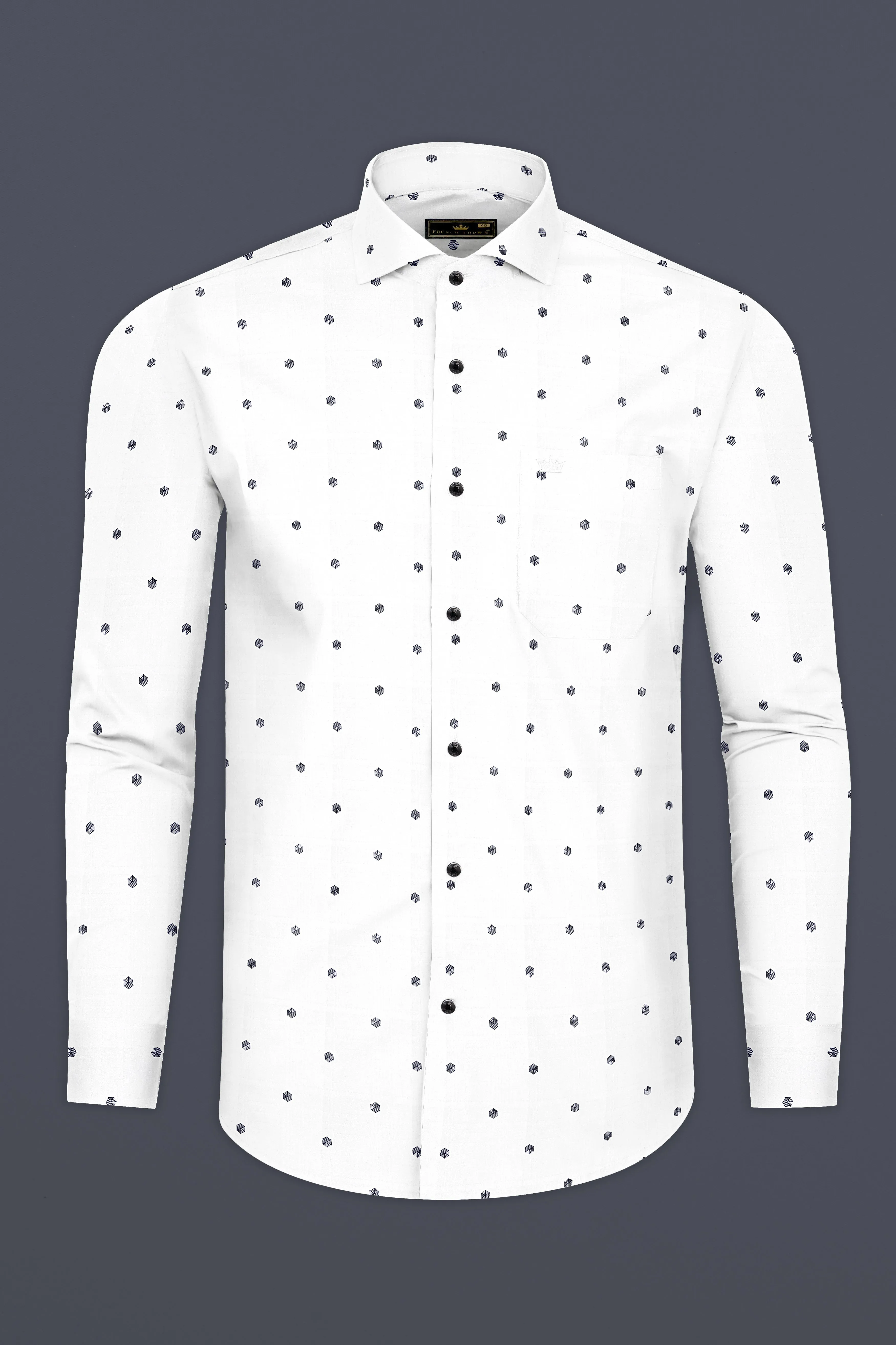 Bright White Print Subtle Sheen Super Soft Premium Cotton Shirt sold by French Crown product image thumbnail 4