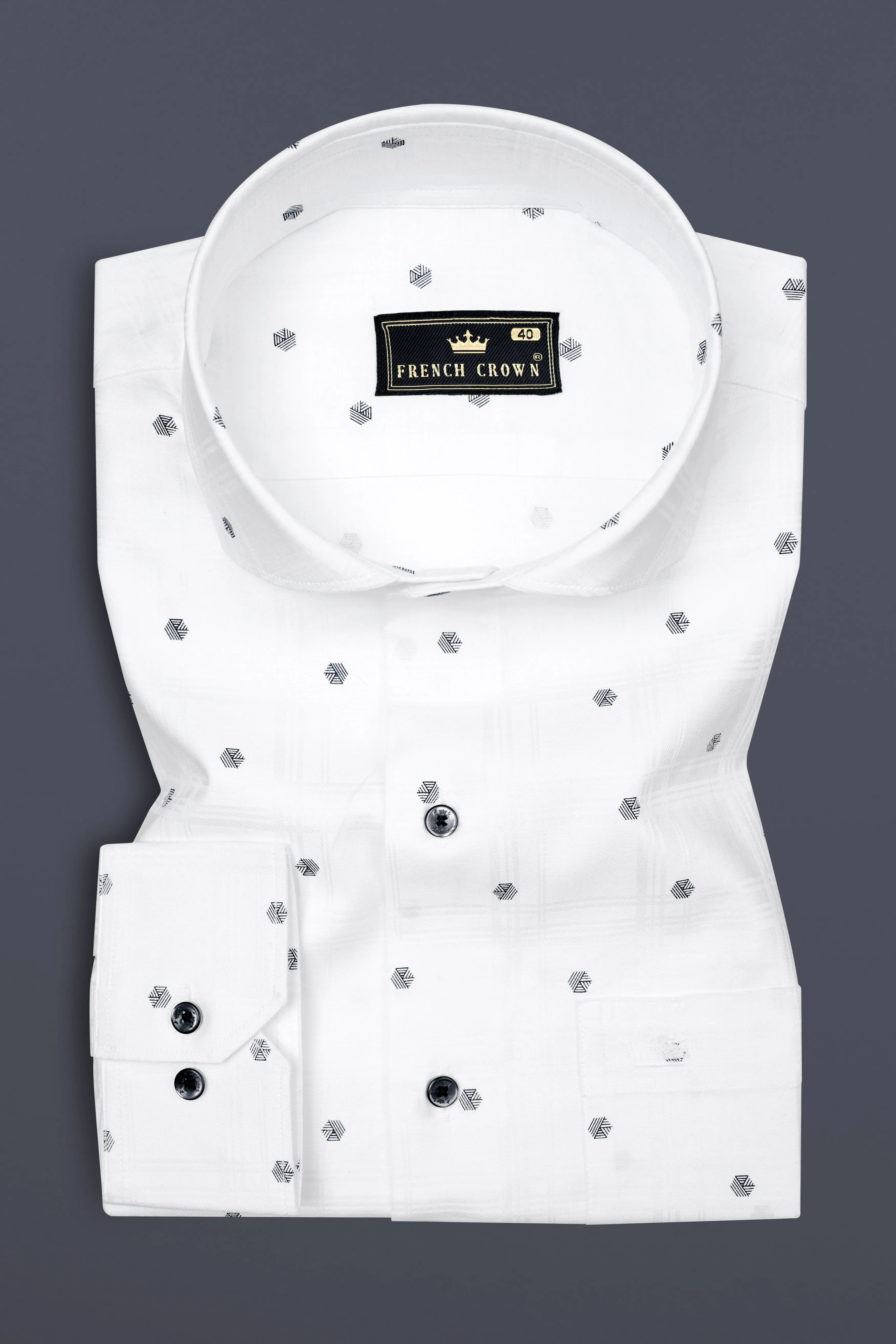 Bright White Print Subtle Sheen Super Soft Premium Cotton Shirt sold by French Crown product image thumbnail 3
