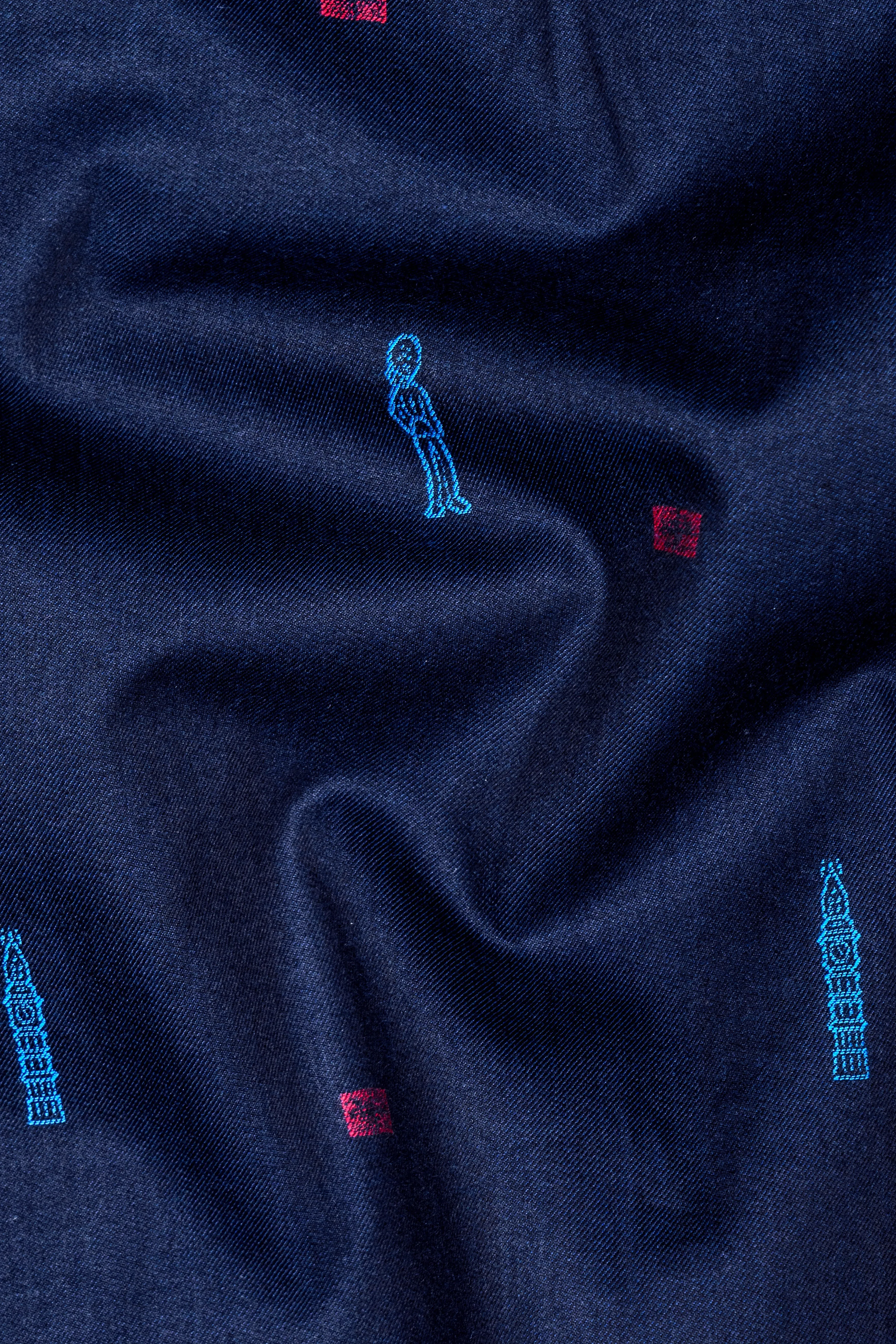 Haiti Blue Jacquard Textured Premium Cotton Shirt sold by French Crown product image thumbnail 2