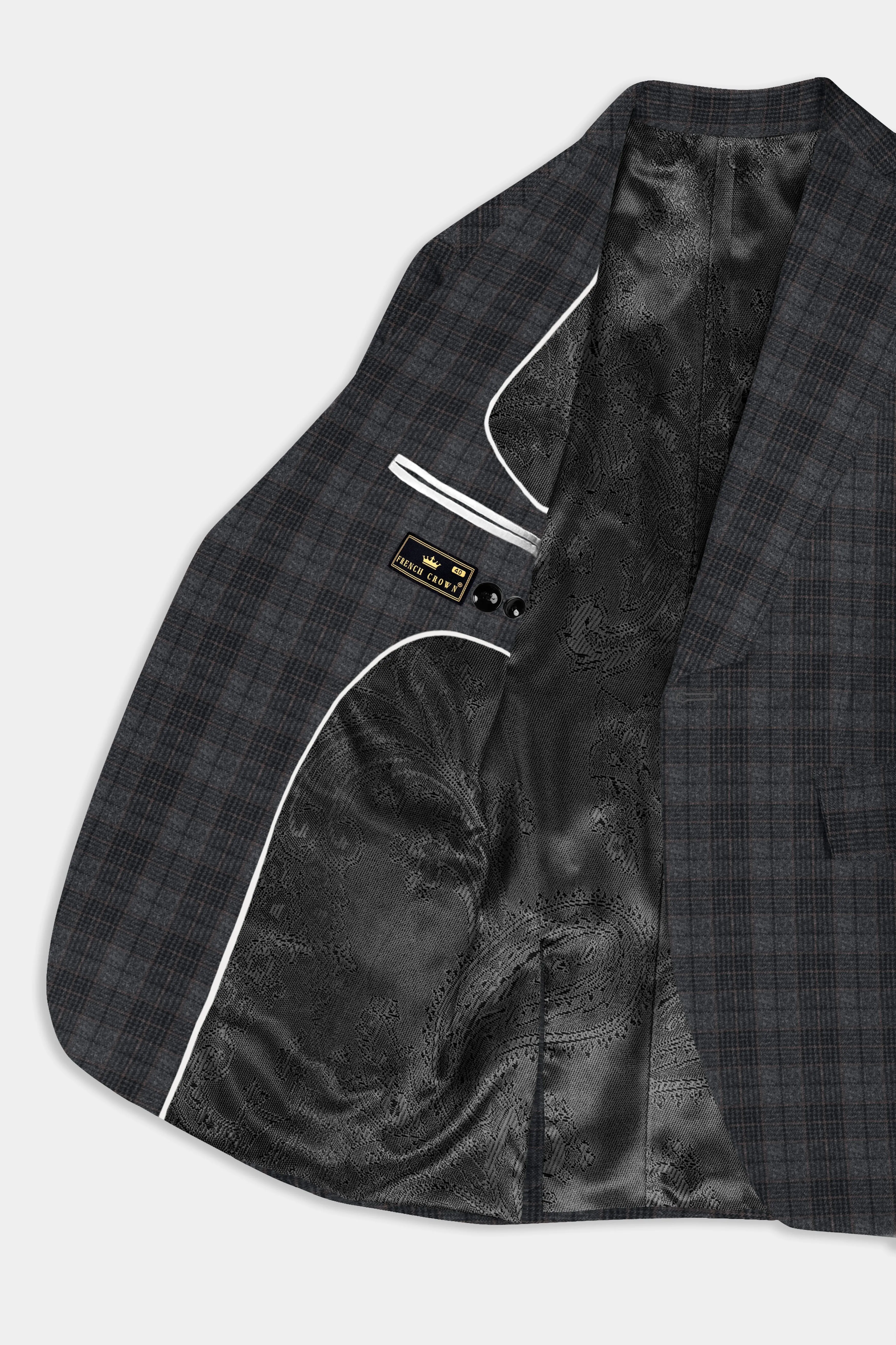 Charcoal Gray Plaid Tweed Blazer sold by French Crown product image thumbnail 4