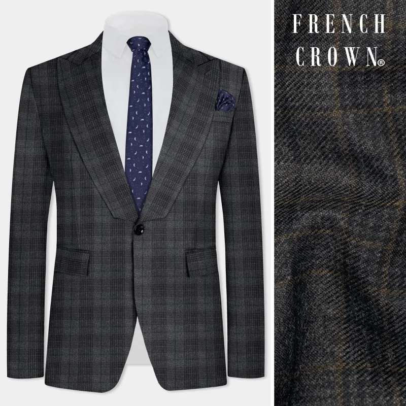 Charcoal Gray Plaid Tweed Blazer sold by French Crown