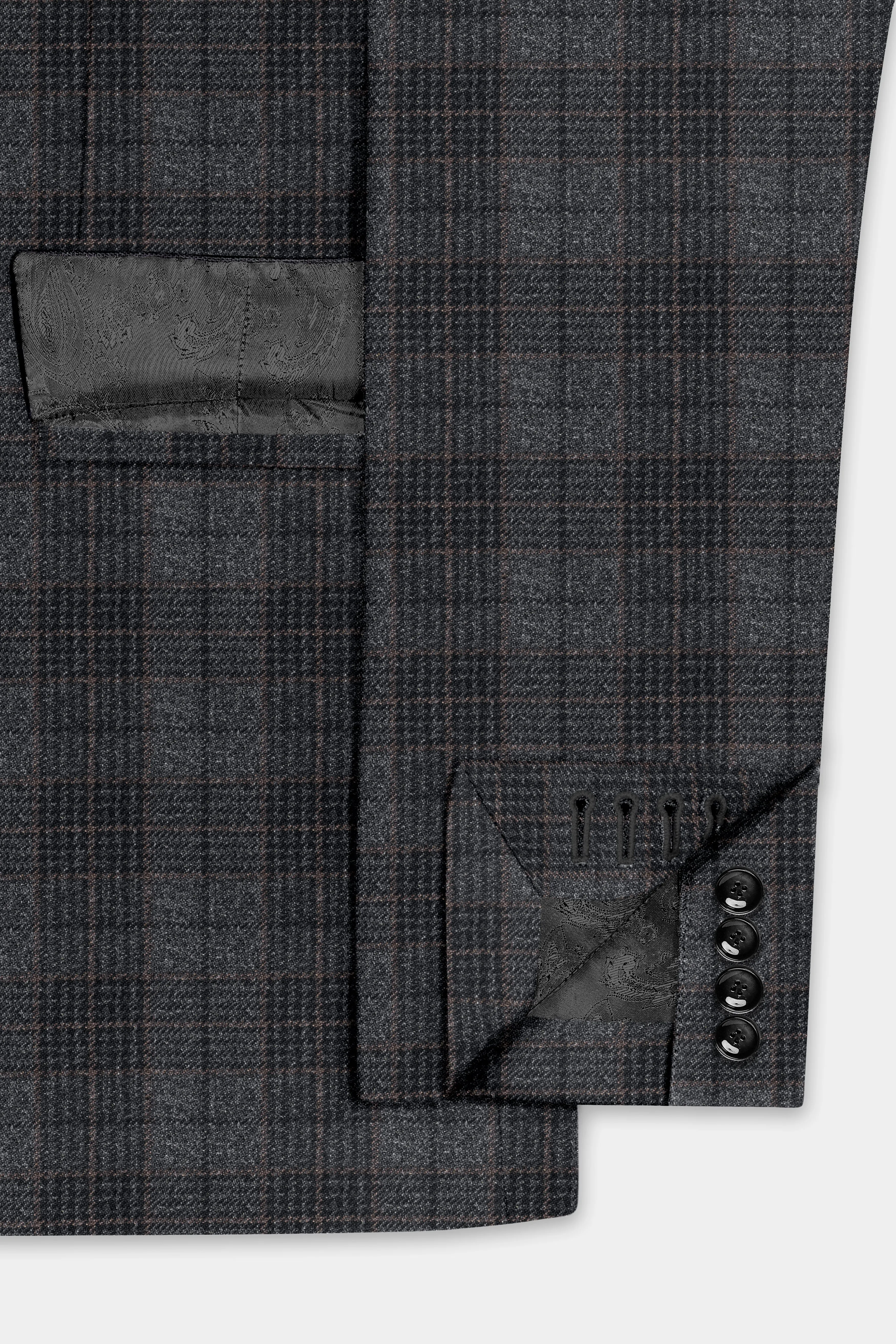 Charcoal Gray Plaid Tweed Blazer sold by French Crown product image thumbnail 5