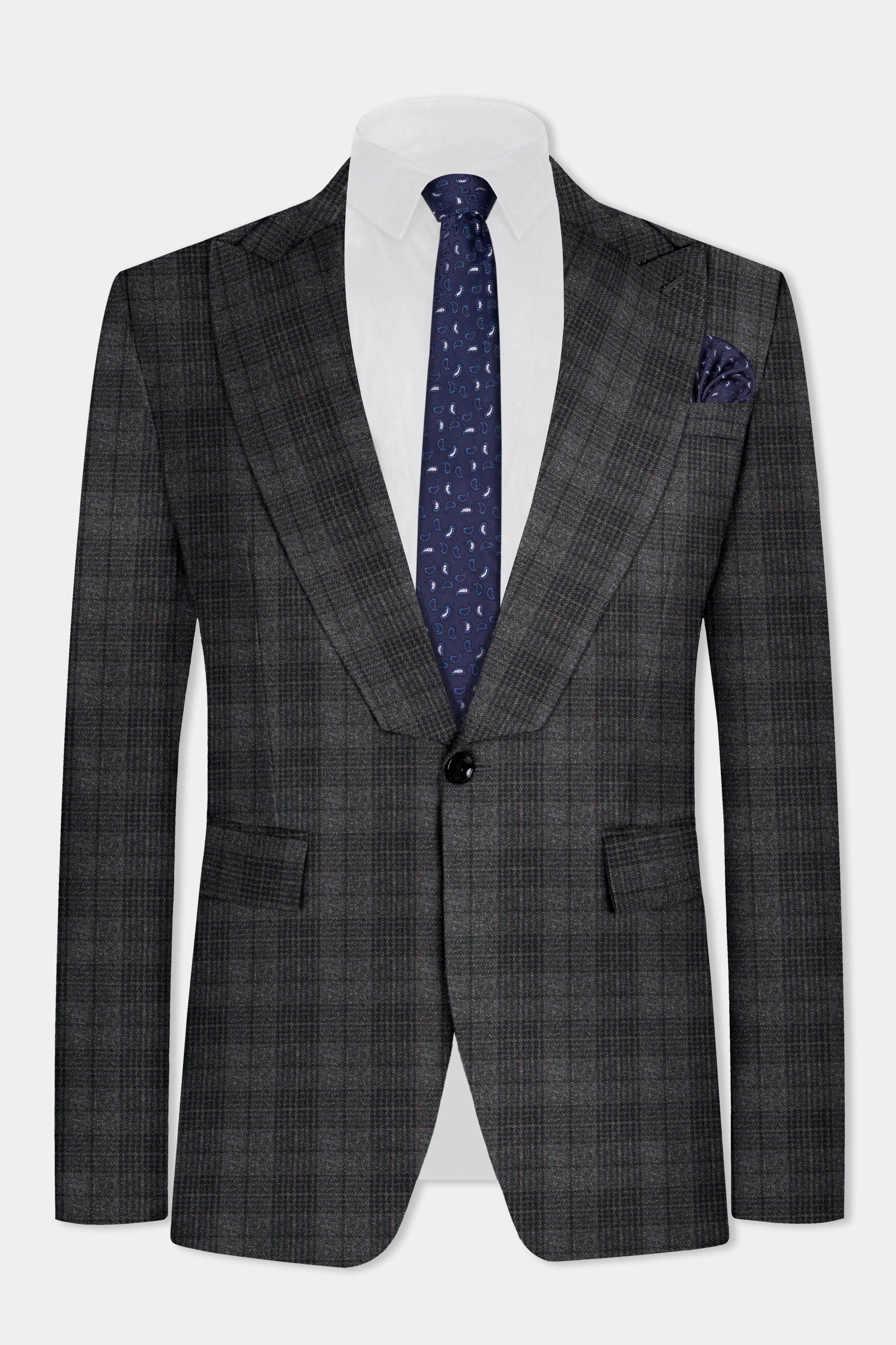 Charcoal Gray Plaid Tweed Blazer sold by French Crown product image thumbnail 2