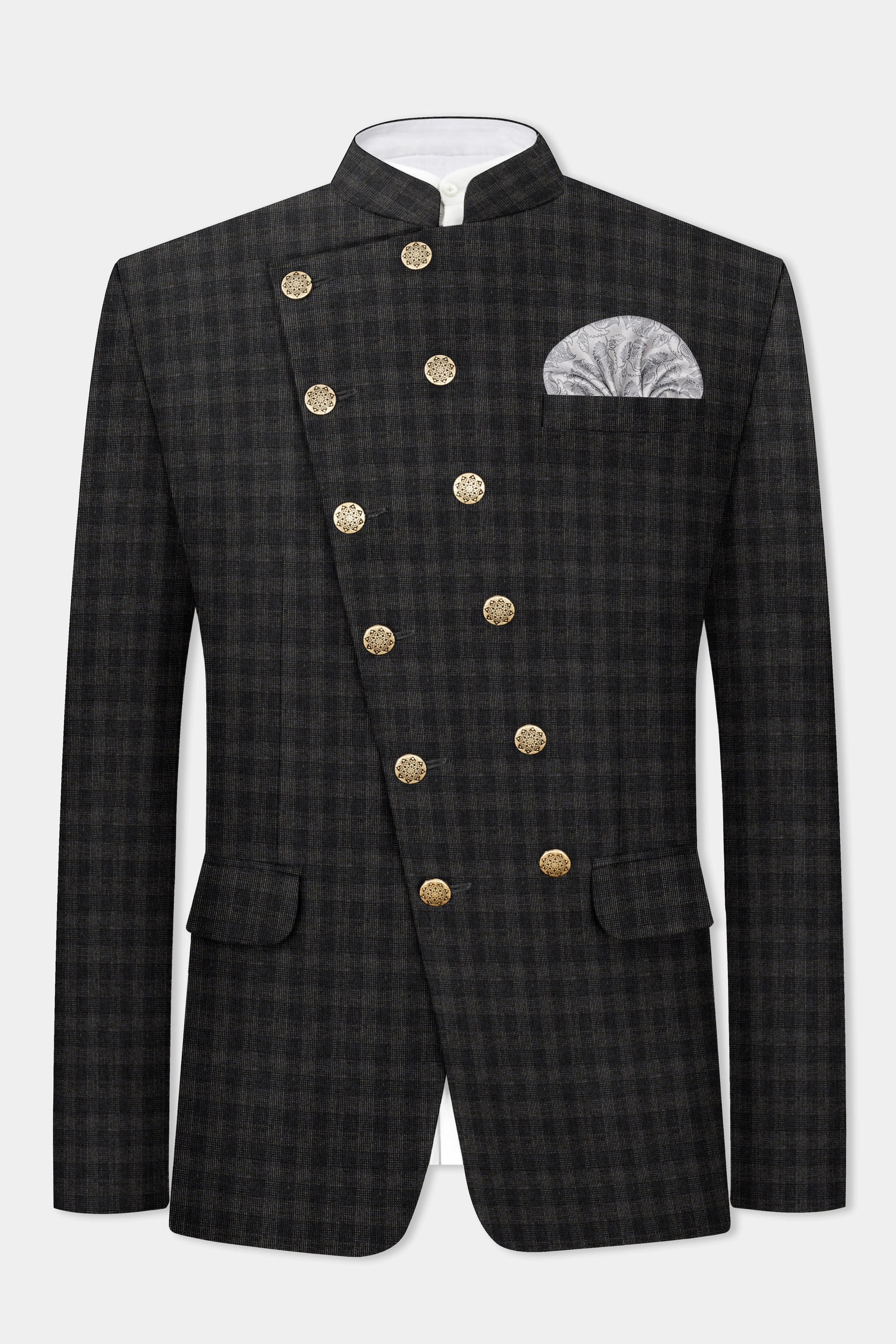 Thunder Gray Plaid Wool Rich Blazer sold by French Crown product image thumbnail 2