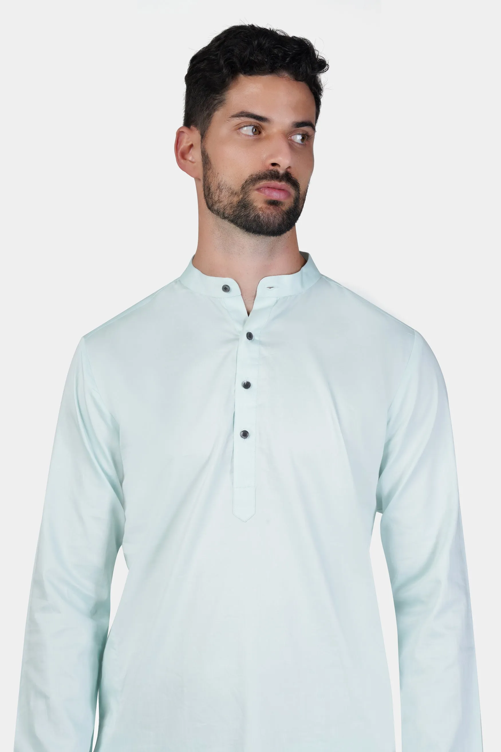 Timberwolf Blue Subtle Sheen Super Soft Premium Cotton Kurta sold by French Crown product image thumbnail 4