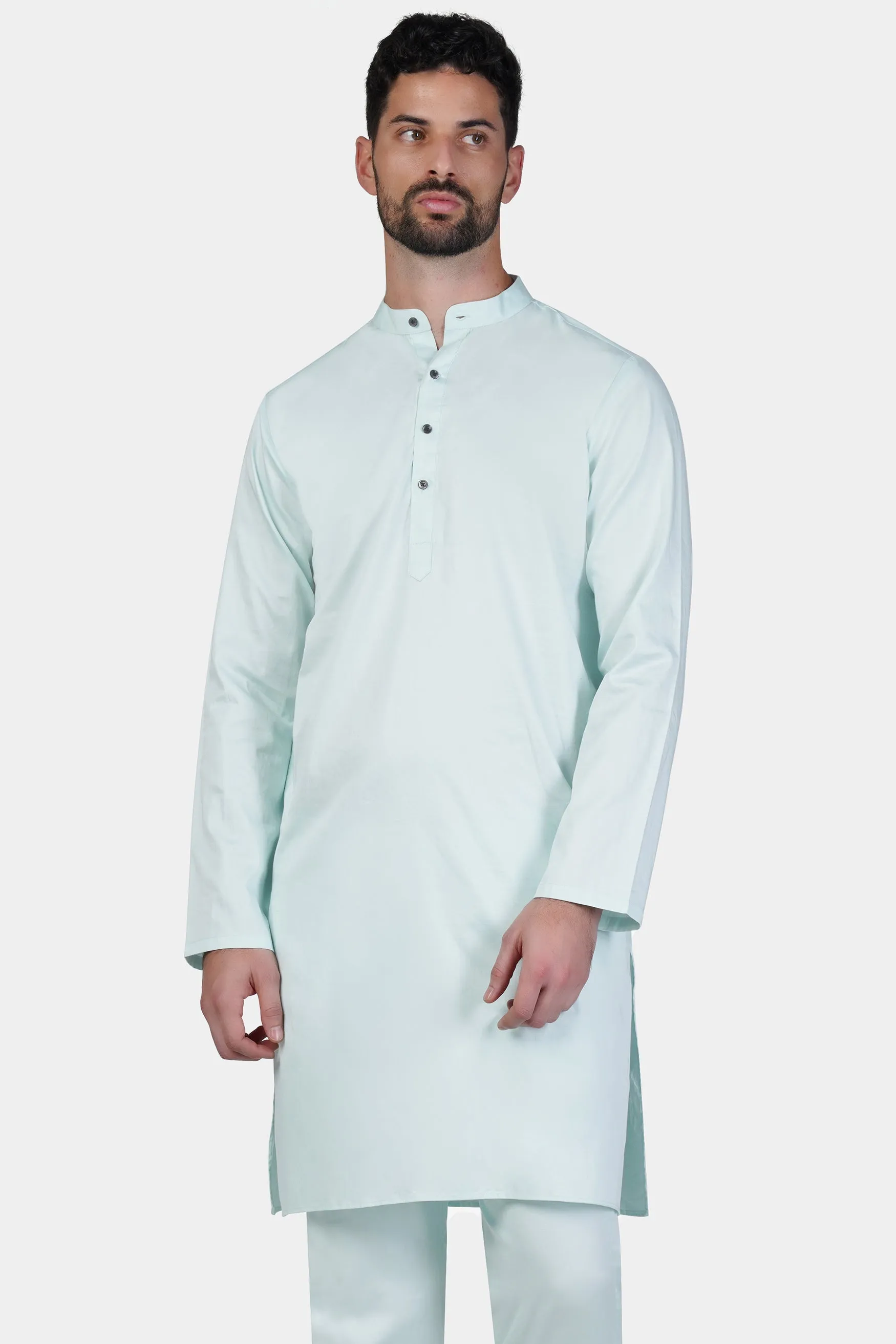 Timberwolf Blue Subtle Sheen Super Soft Premium Cotton Kurta sold by French Crown product image thumbnail 2
