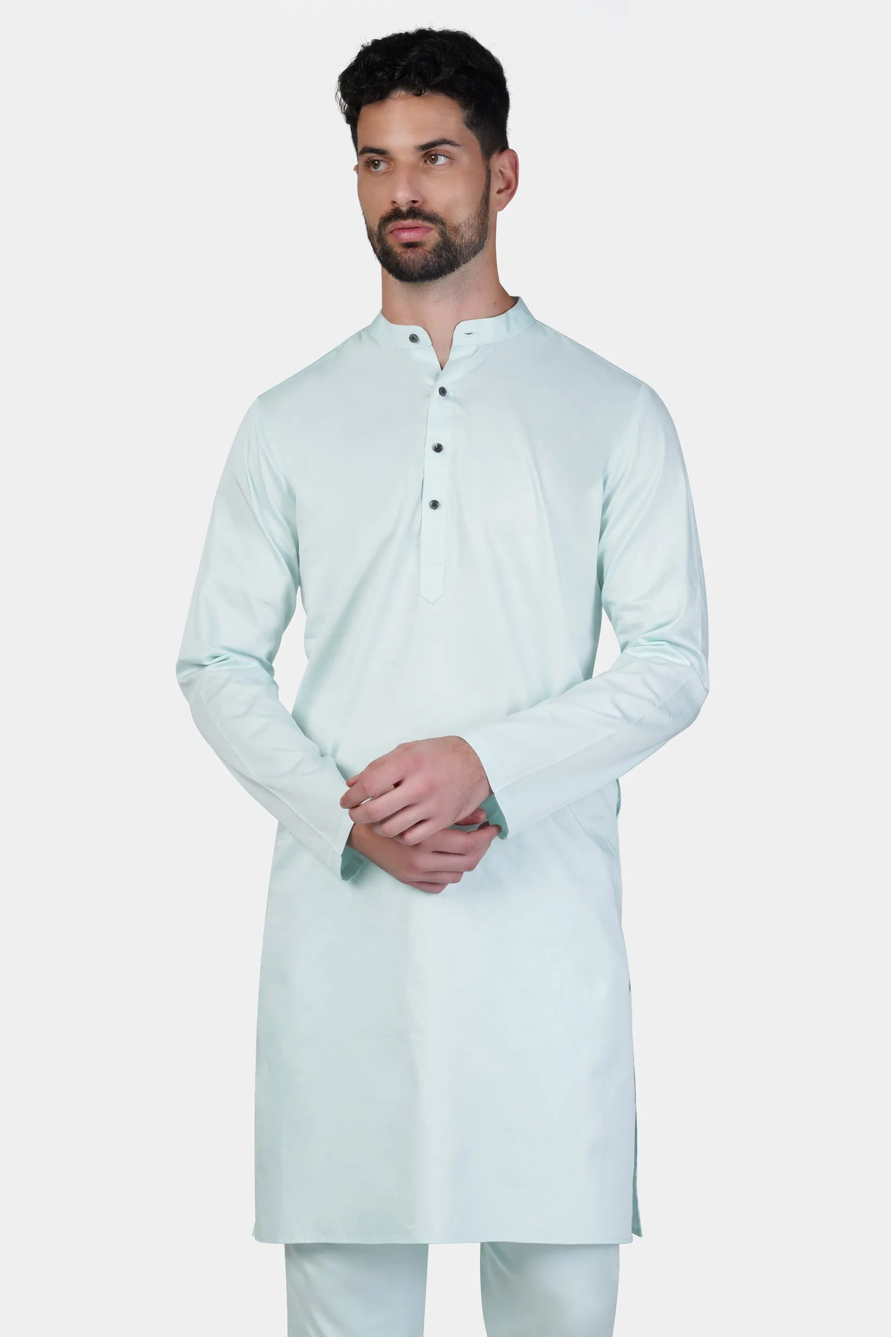 Timberwolf Blue Subtle Sheen Super Soft Premium Cotton Kurta sold by French Crown product image thumbnail 5