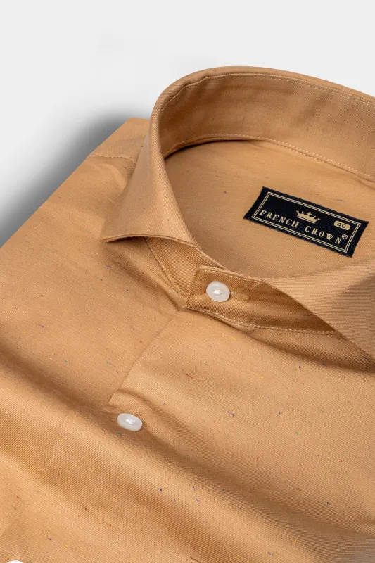 Camel Cream Chambray Giza Cotton Shirt sold by French Crown