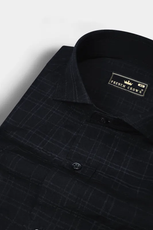 Jade Black plaid Seersucker Giza Cotton Shirt sold by French Crown