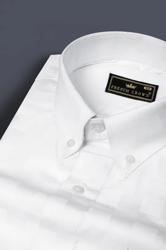 Bright White Dobby Textured Premium Cotton Shirt sold by French Crown
