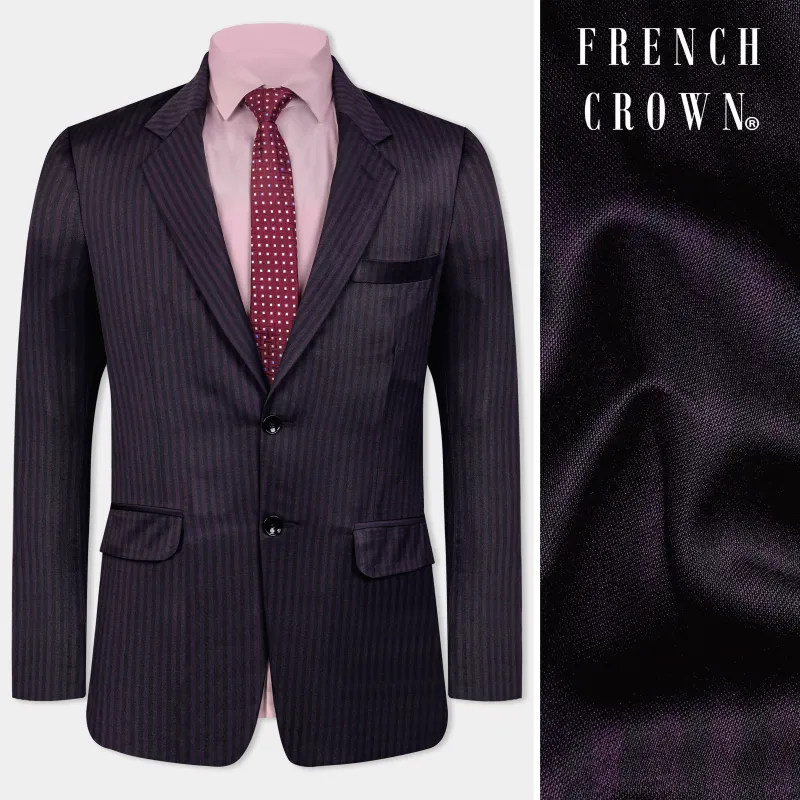 Imperial Purple and Black Striped Wool Rich Blazer made by French Crown