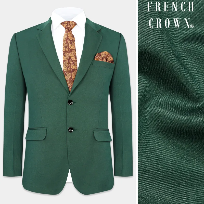 Everglade Green Wool Rich Single Breasted Stretchable traveler Blazer sold by French Crown