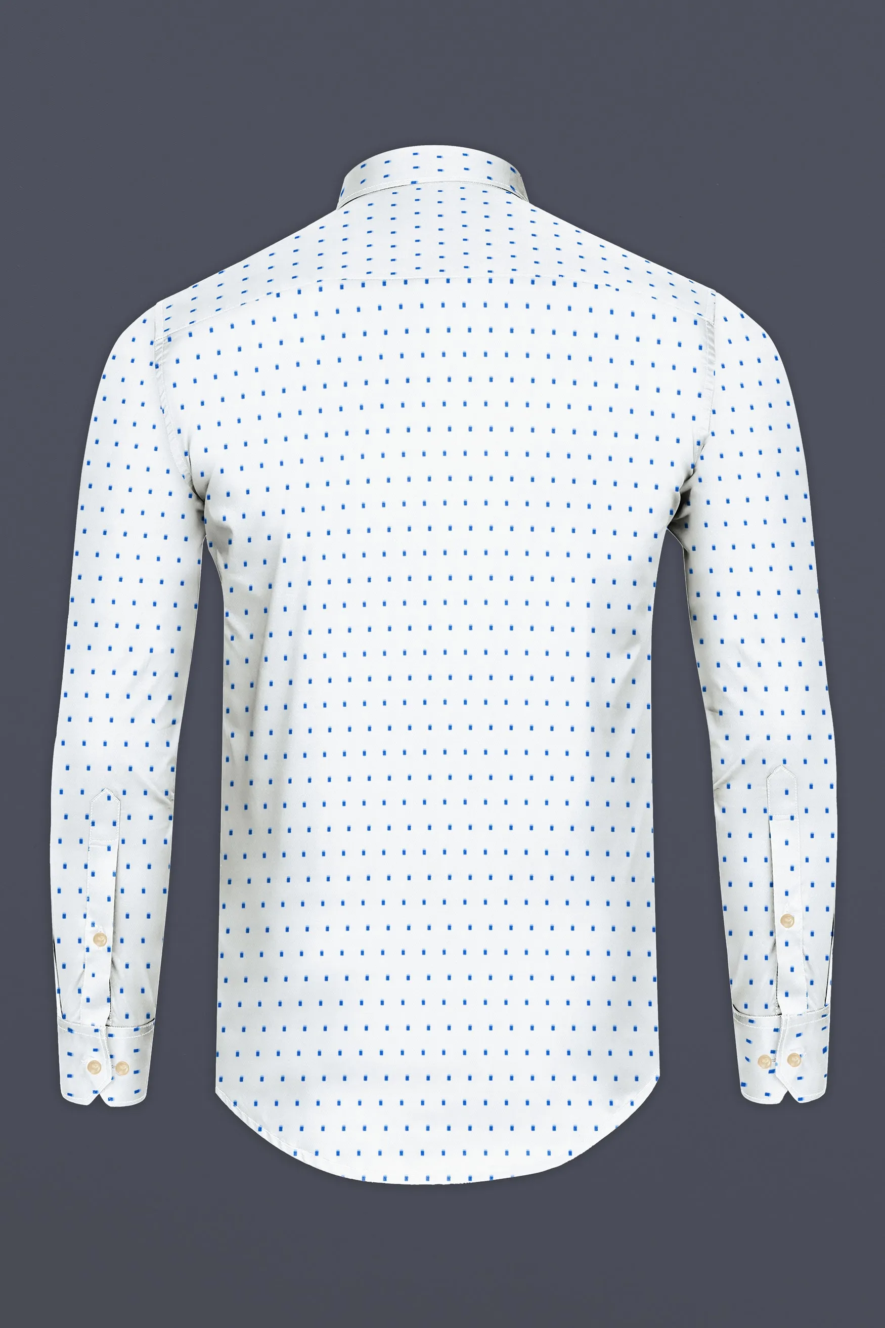Bright White with French Blue Printed Herringbone Shirt sold by French Crown product image thumbnail 5
