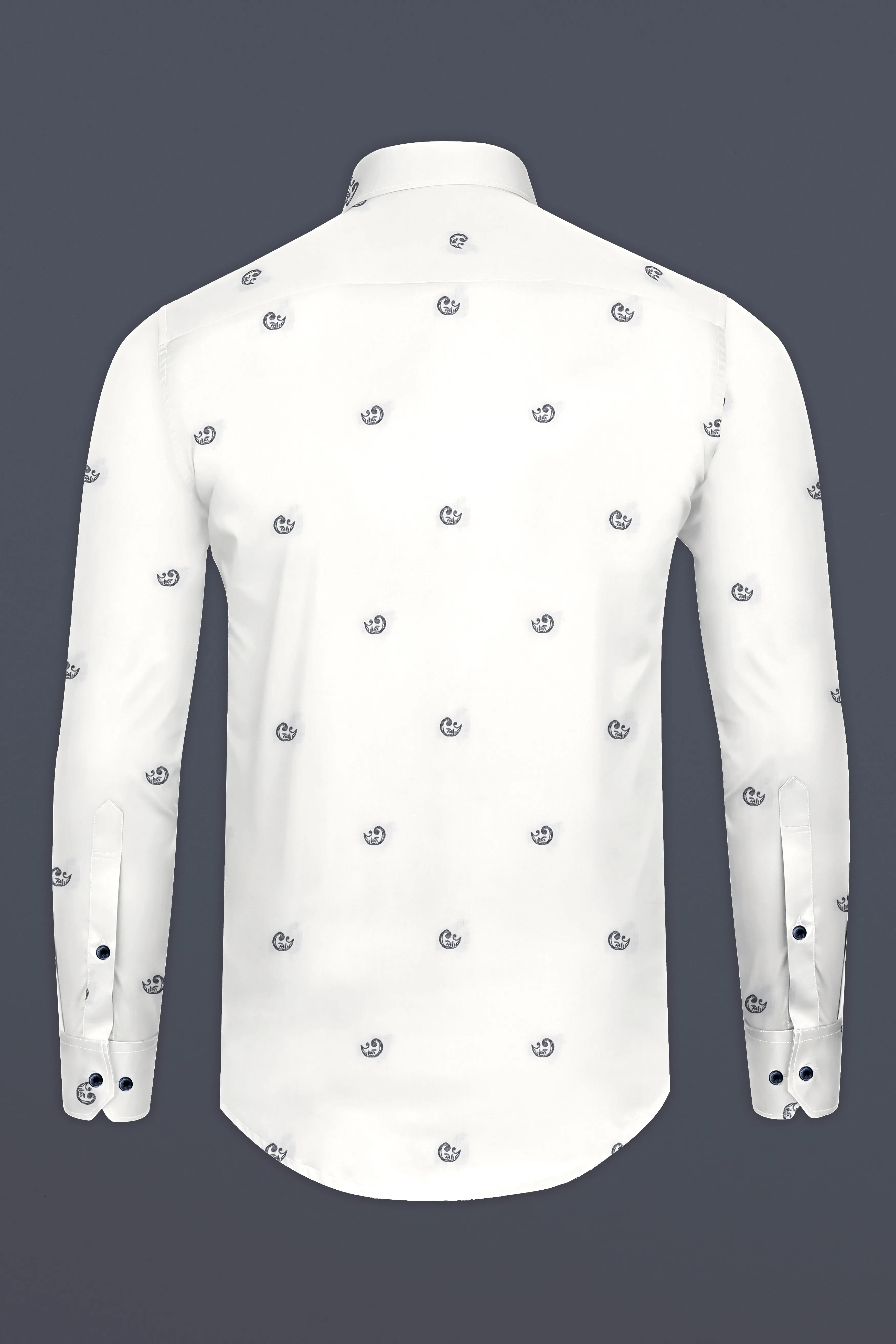 Bright White Jacquard Butta Textured Premium Giza Cotton Shirt sold by French Crown product image thumbnail 5
